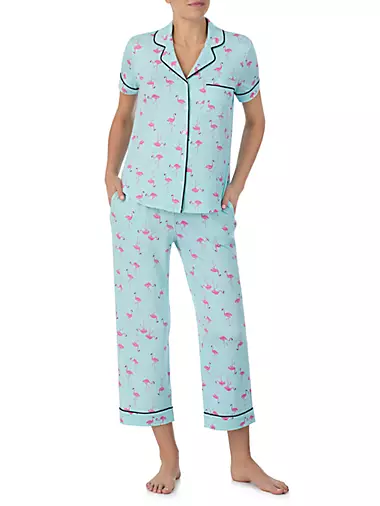 Flamingo-Print Cropped Pajama Set