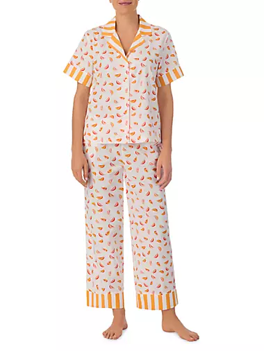 Melon Striped Short-Sleeve Pajamas