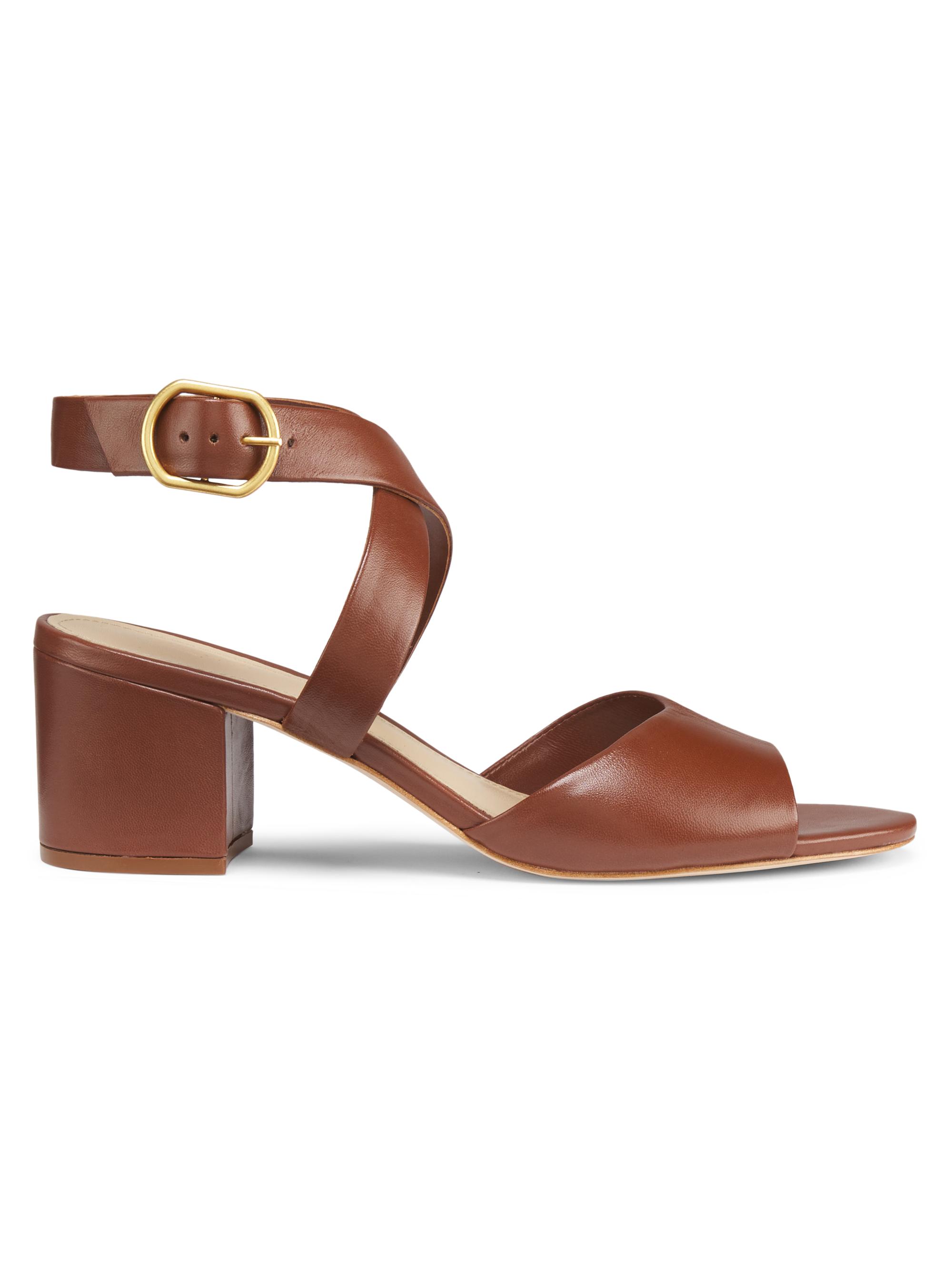 22élevé Women's Buckled Leather Block Heel Sandals - Conhaque
