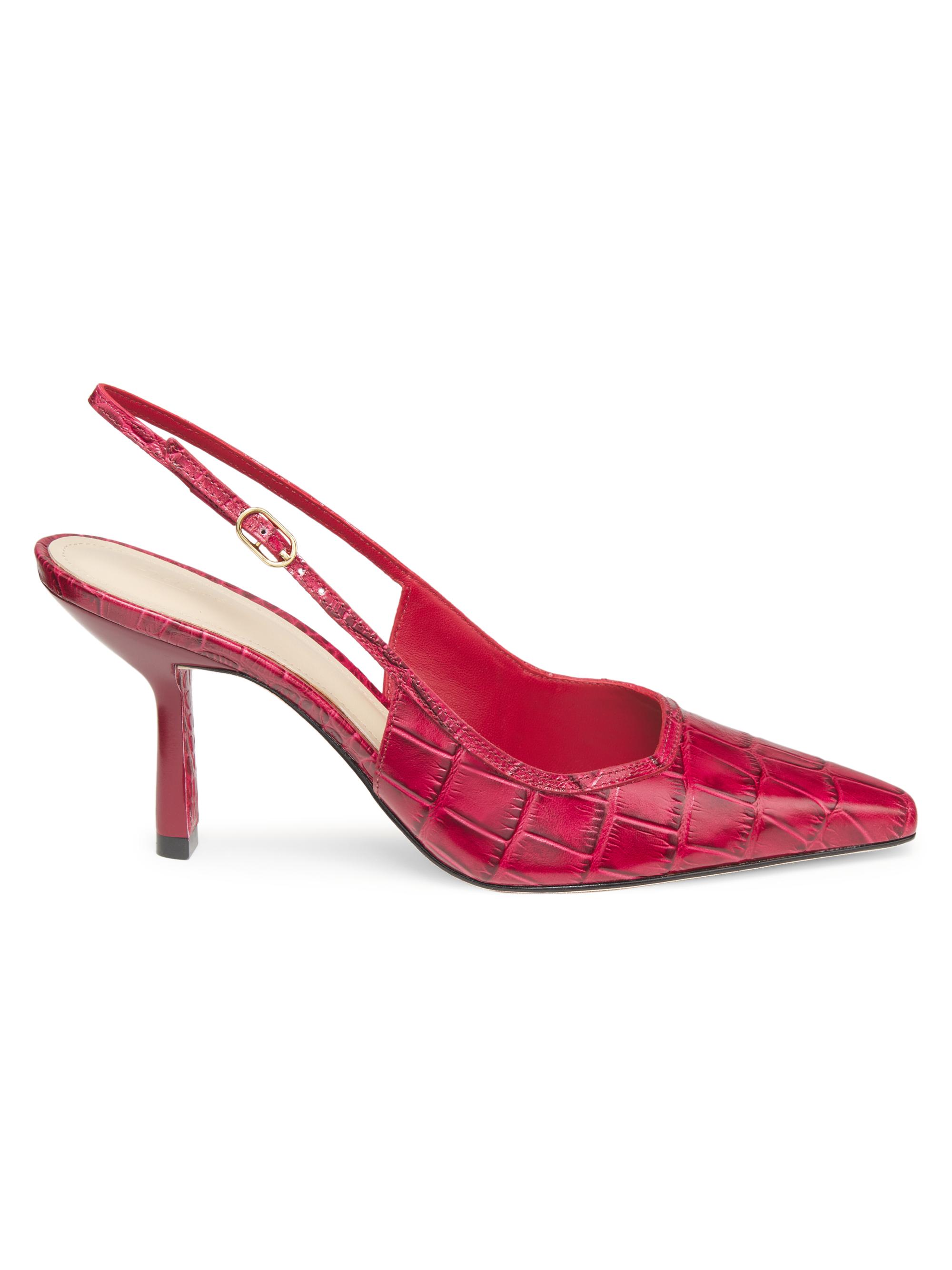 22élevé Women's 75MM Croc-Embossed Leather Slingback Pumps - Vermilan