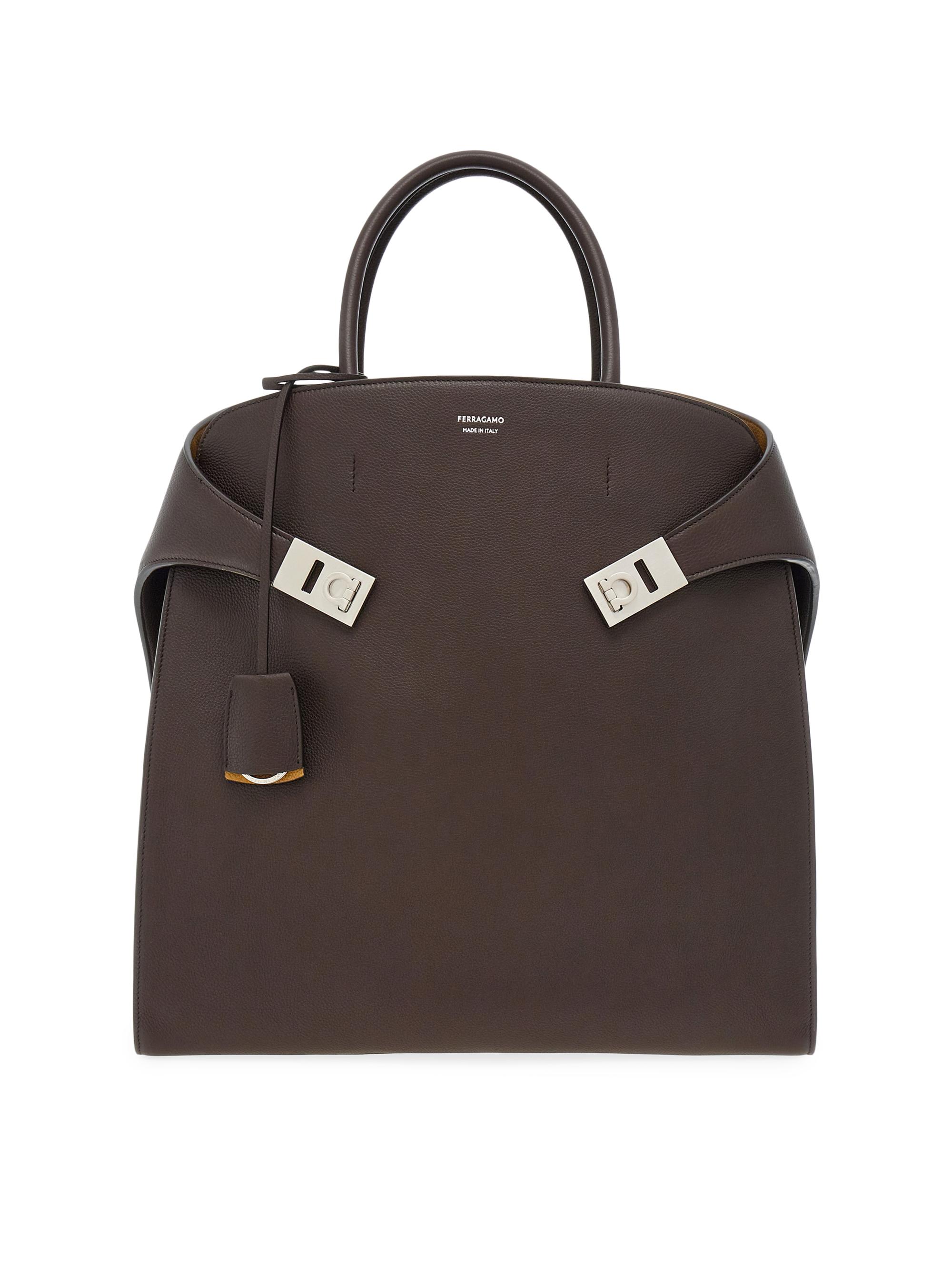 FERRAGAMO Men's Leather Top-Handle Bag - Brown