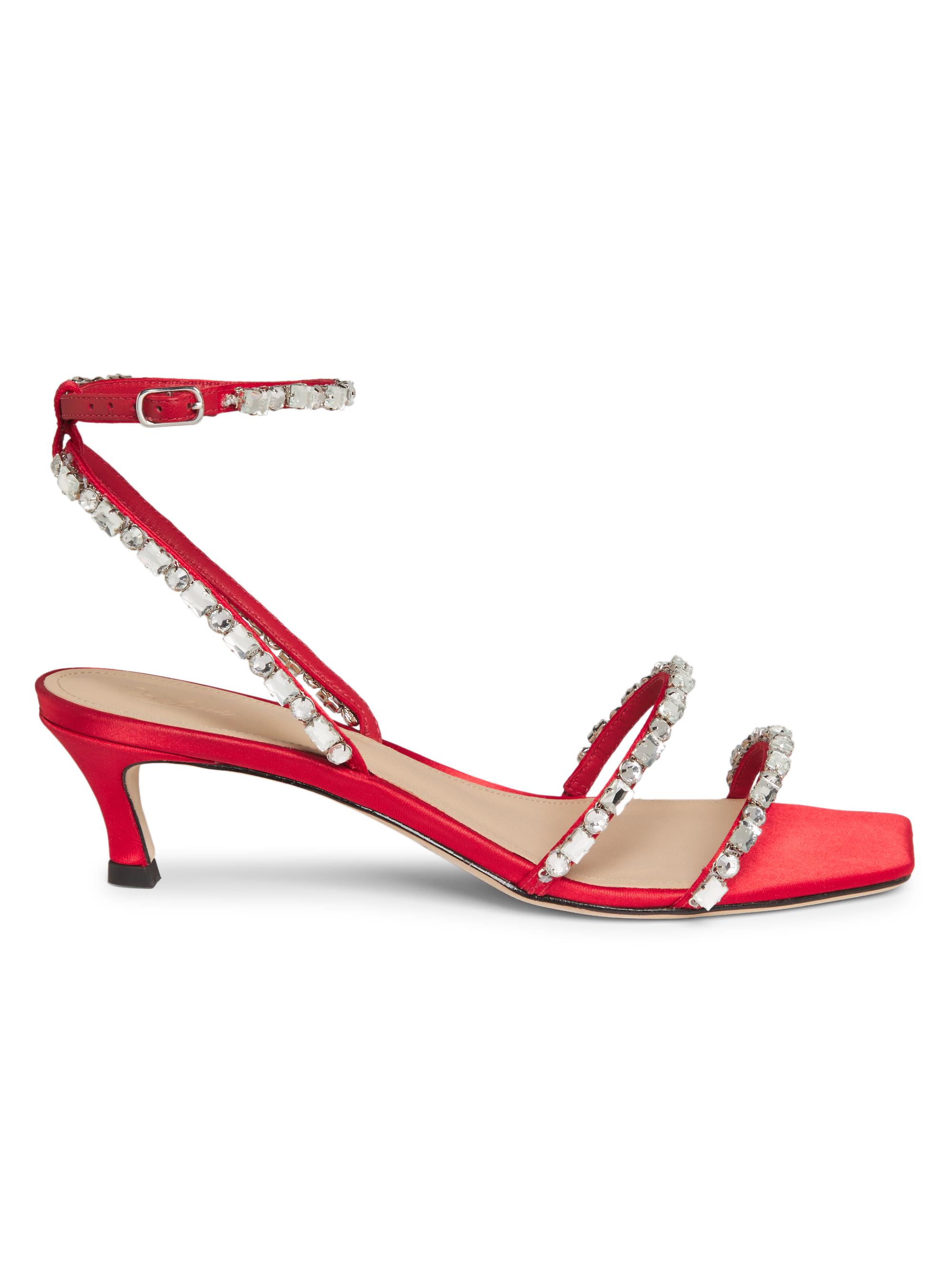 22élevé Women's Gem-Embellished Kitten-Heel Sandals - Red