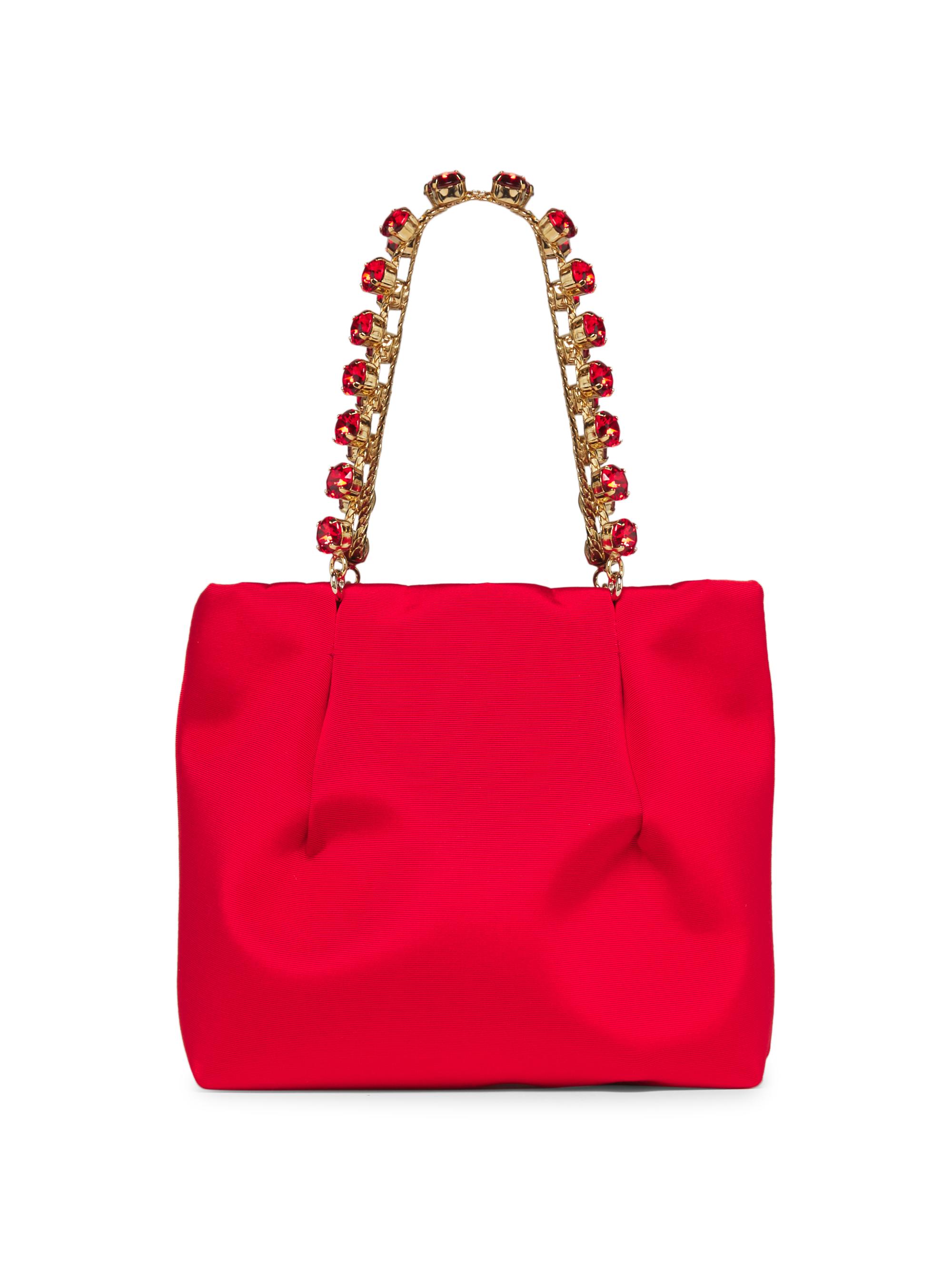Aquazzura Women's Galactic Grosgrain Mini Tote Bag - Love Red Light Gold