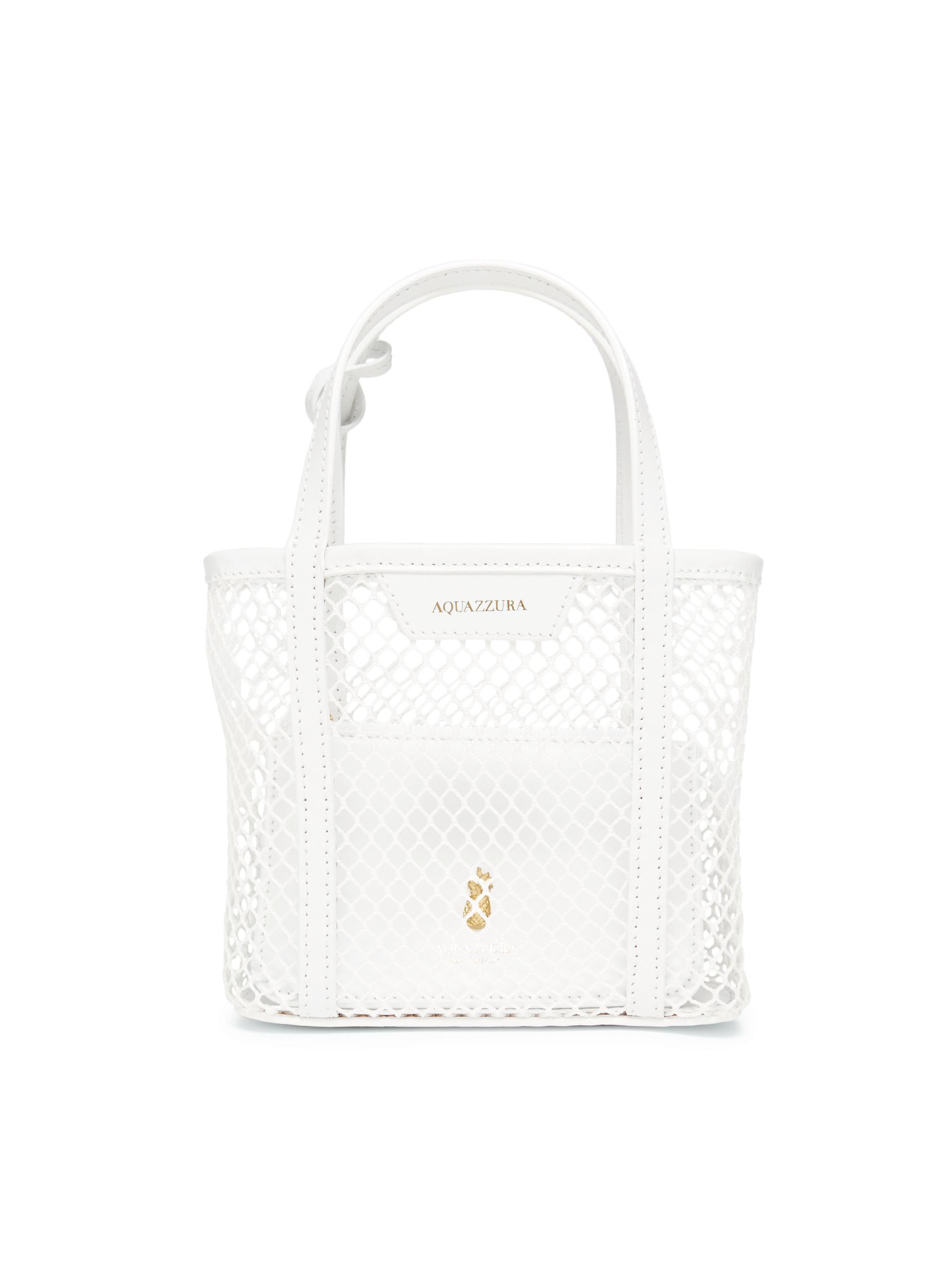 Aquazzura Women's Mesh & Leather Mini Tote Bag - White Light Gold