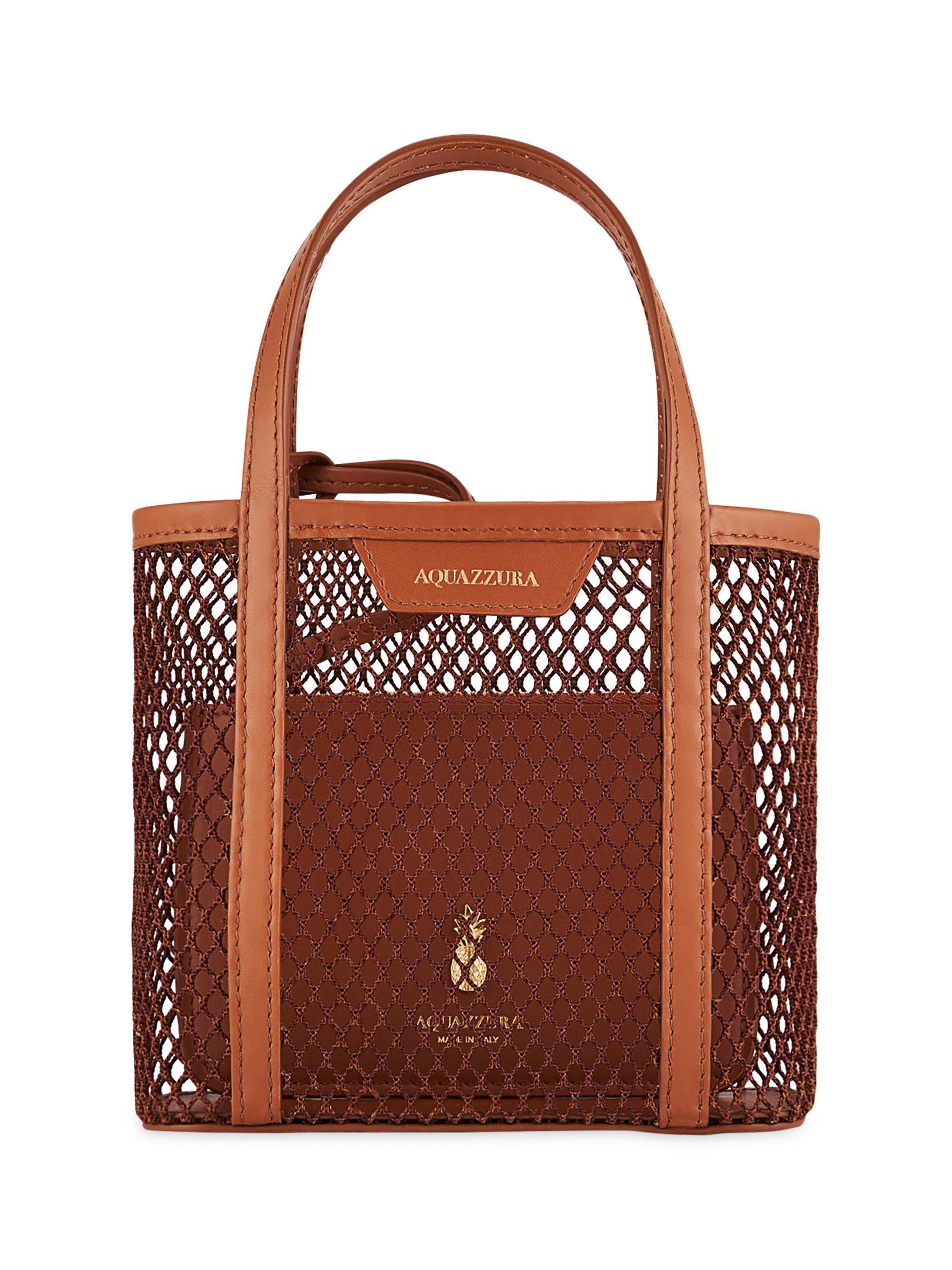 Aquazzura Women's Mini Mesh & Leather Tote Bag - Tobacco