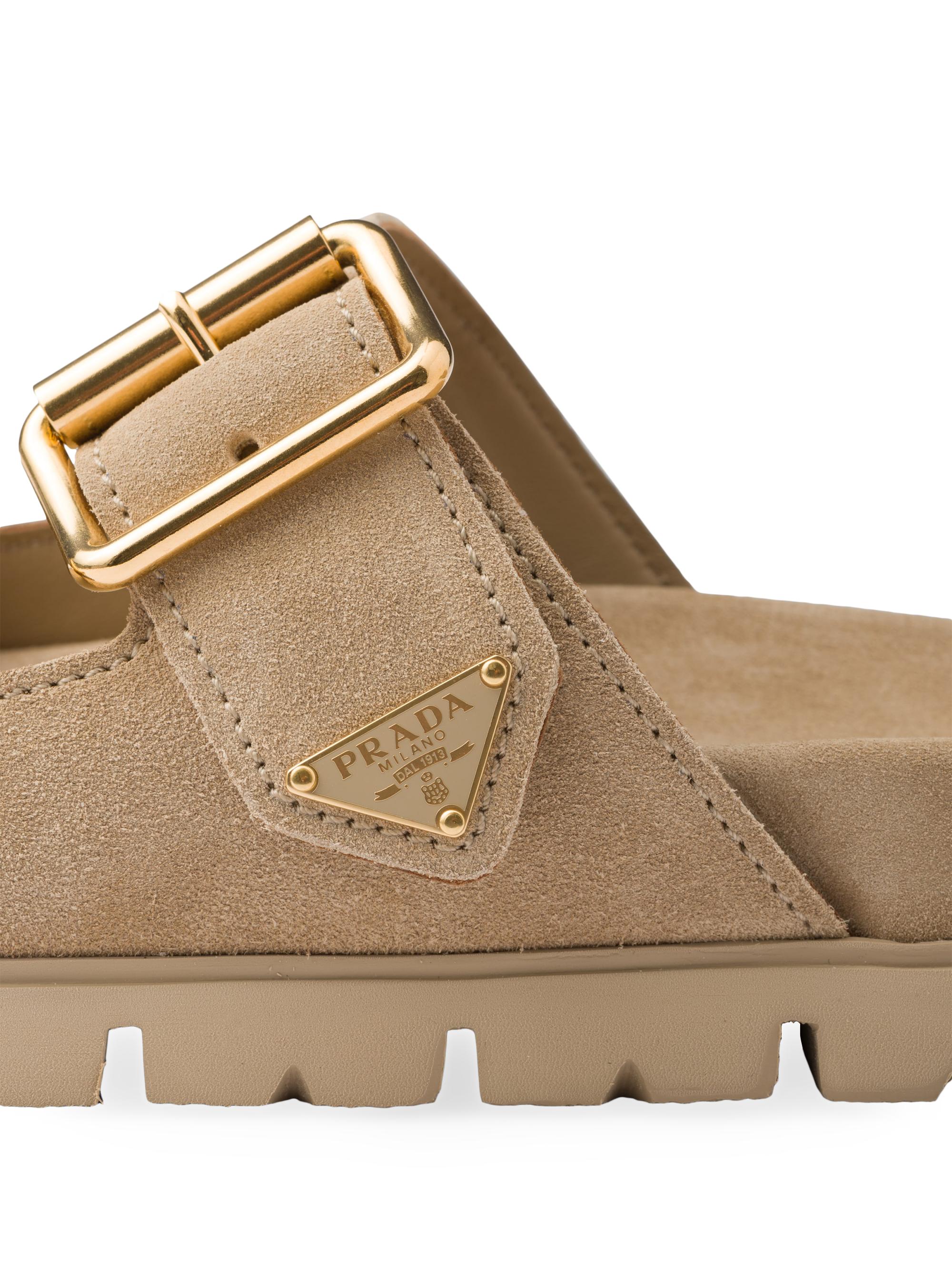 Prada Suede Strap Slides | Saks Fifth Avenue