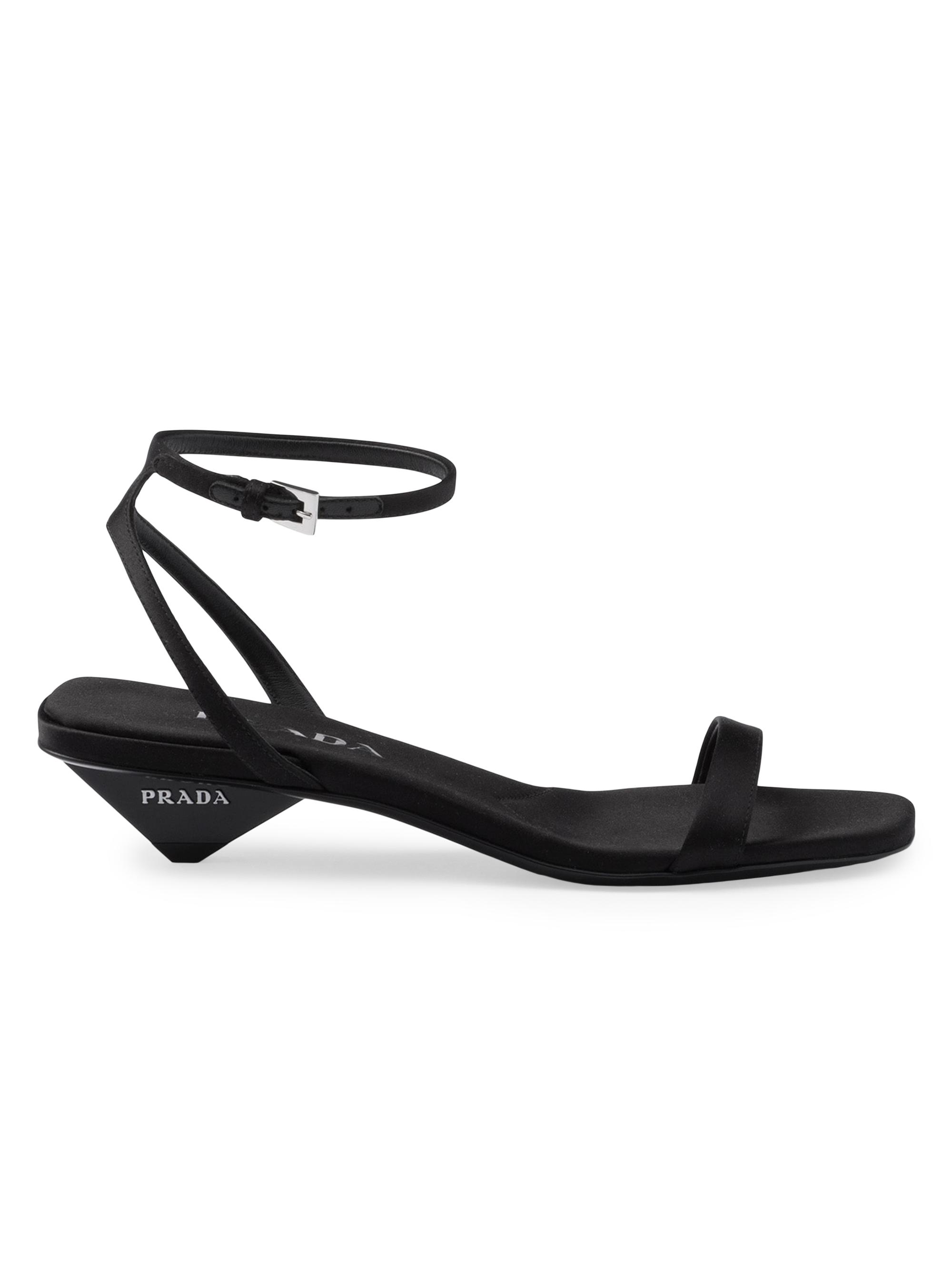 Prada Women's Satin Sandals - Black