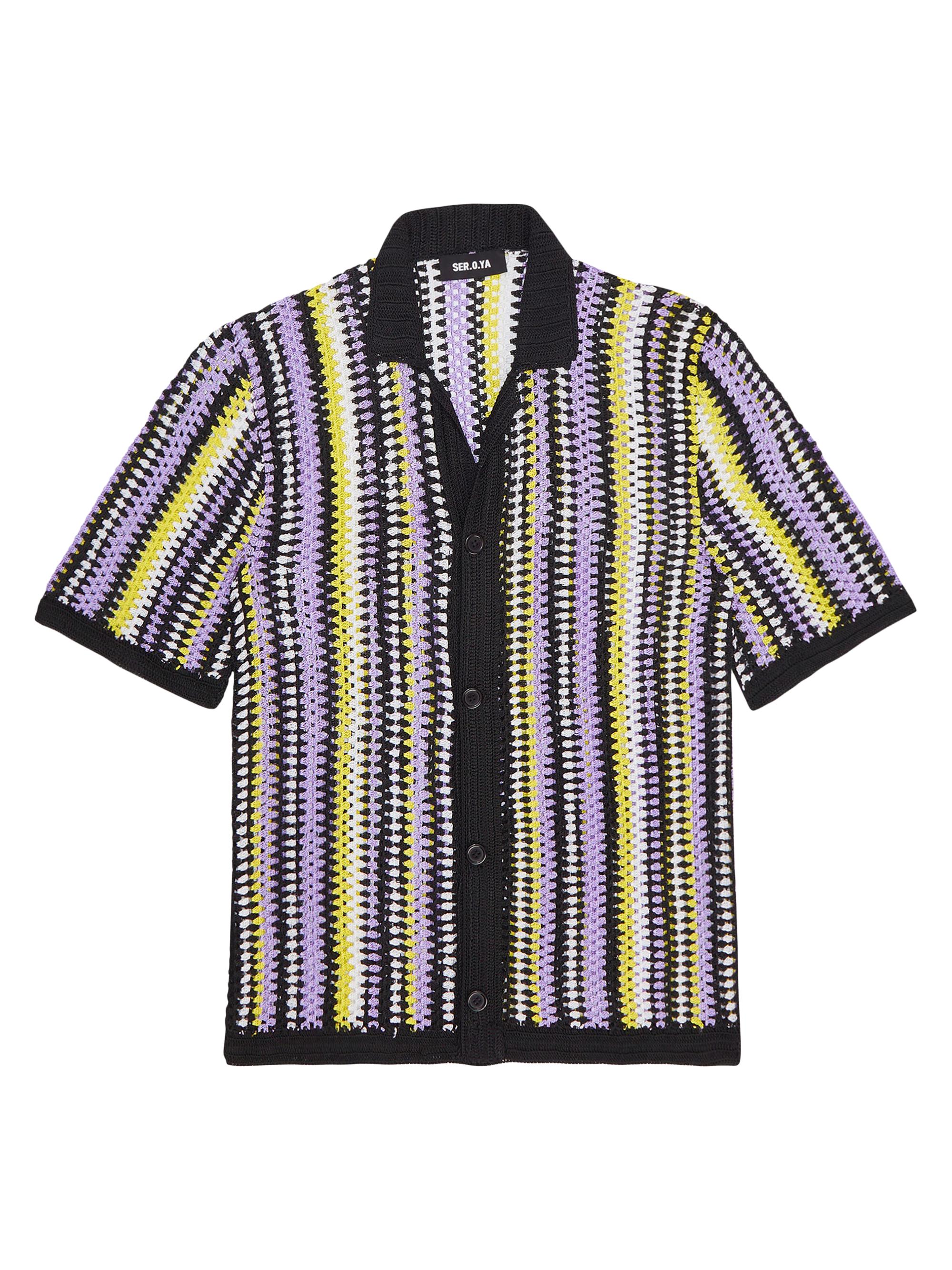 Ser.o.ya Men's Arthur Crochet Shirt - Black Multicolor