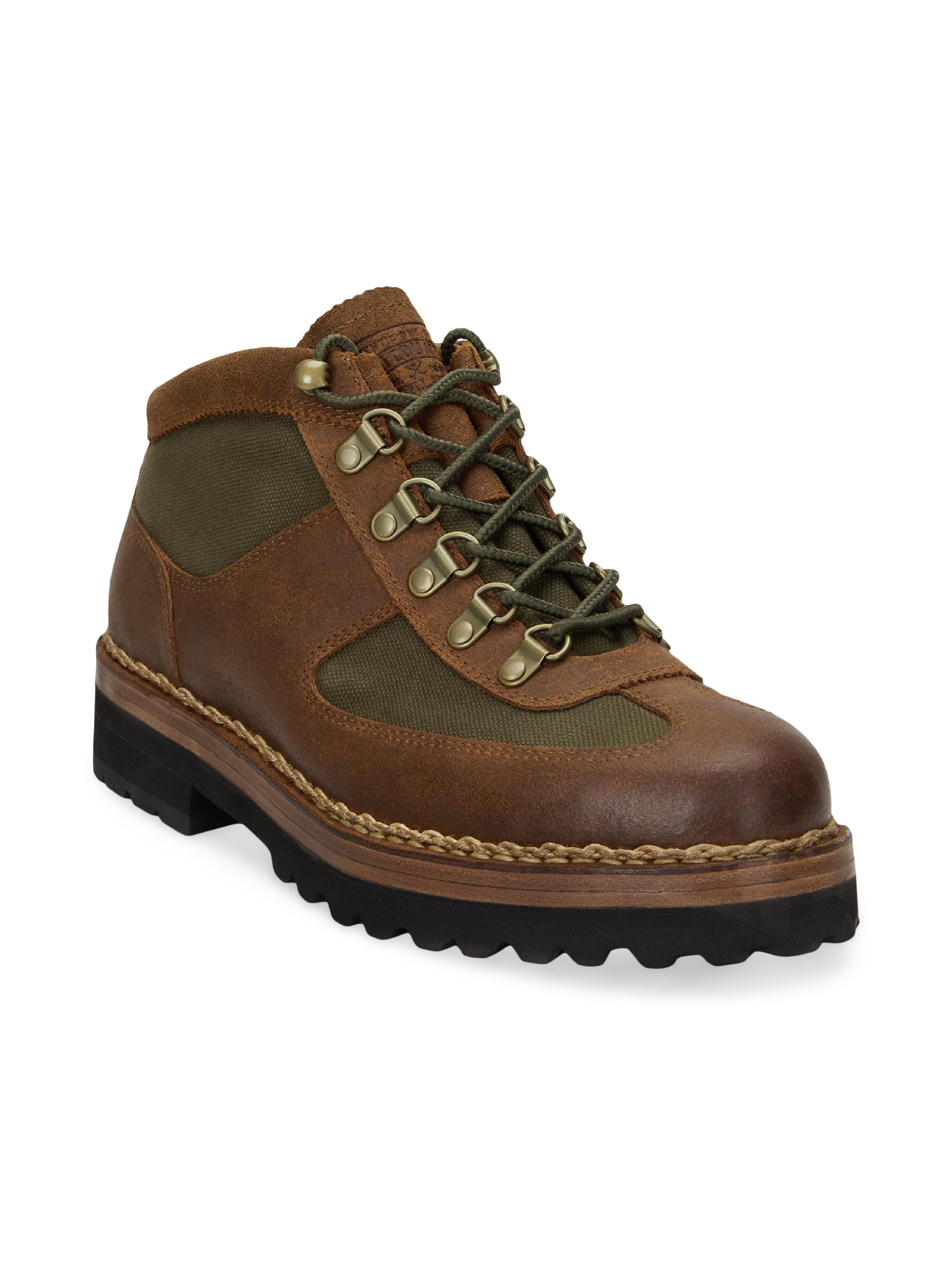 Polo Ralph Lauren Men's Alpine Waxed Suede Boots - Teak Canopy Olive - back view in Teak canopy olive