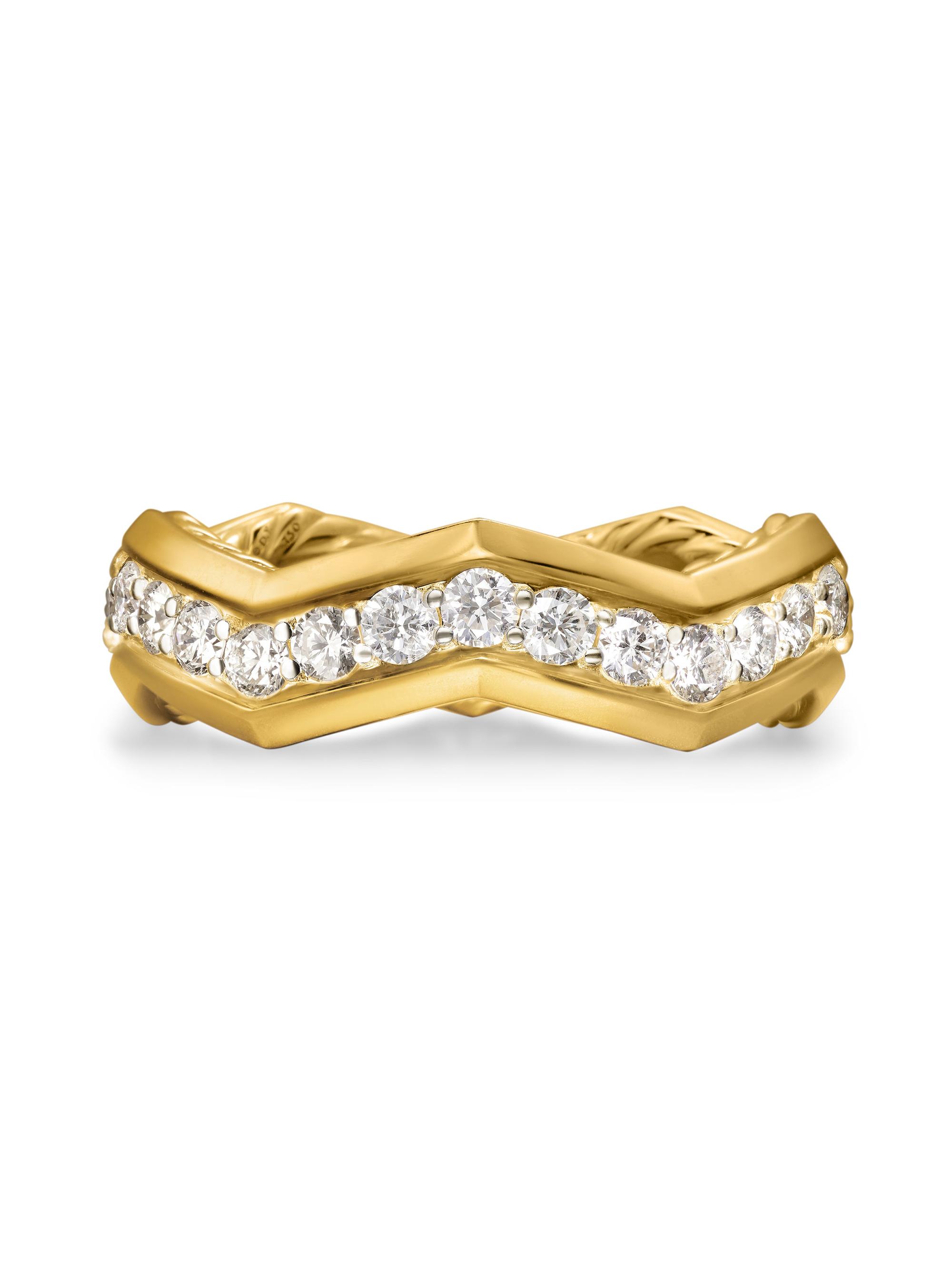 David Yurman Women's Zig Zag Stax Ring in 18K Yellow Gold - Diamond