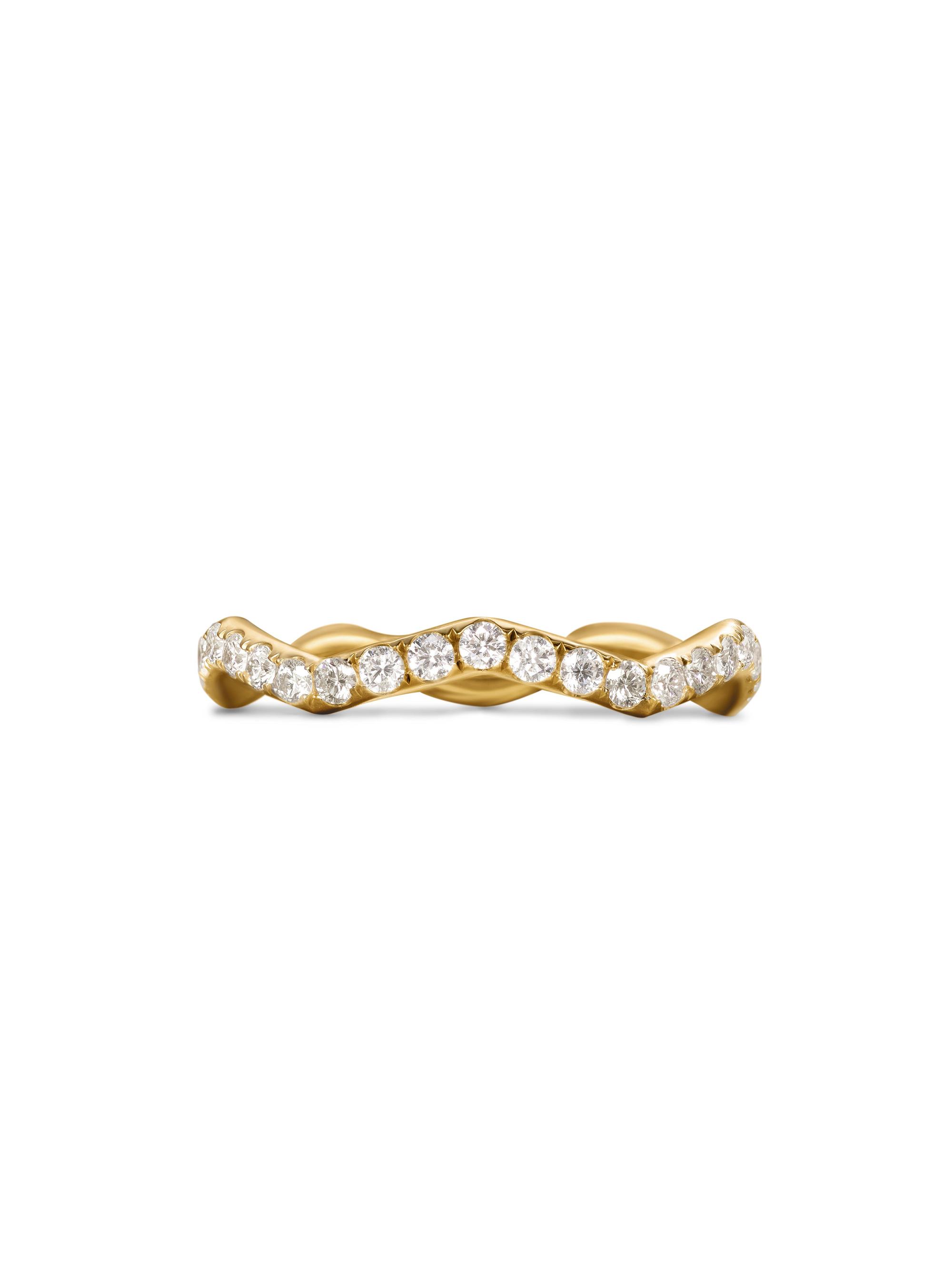 David Yurman Women's Zig Zag Stax Ring in 18K Yellow Gold - Diamond