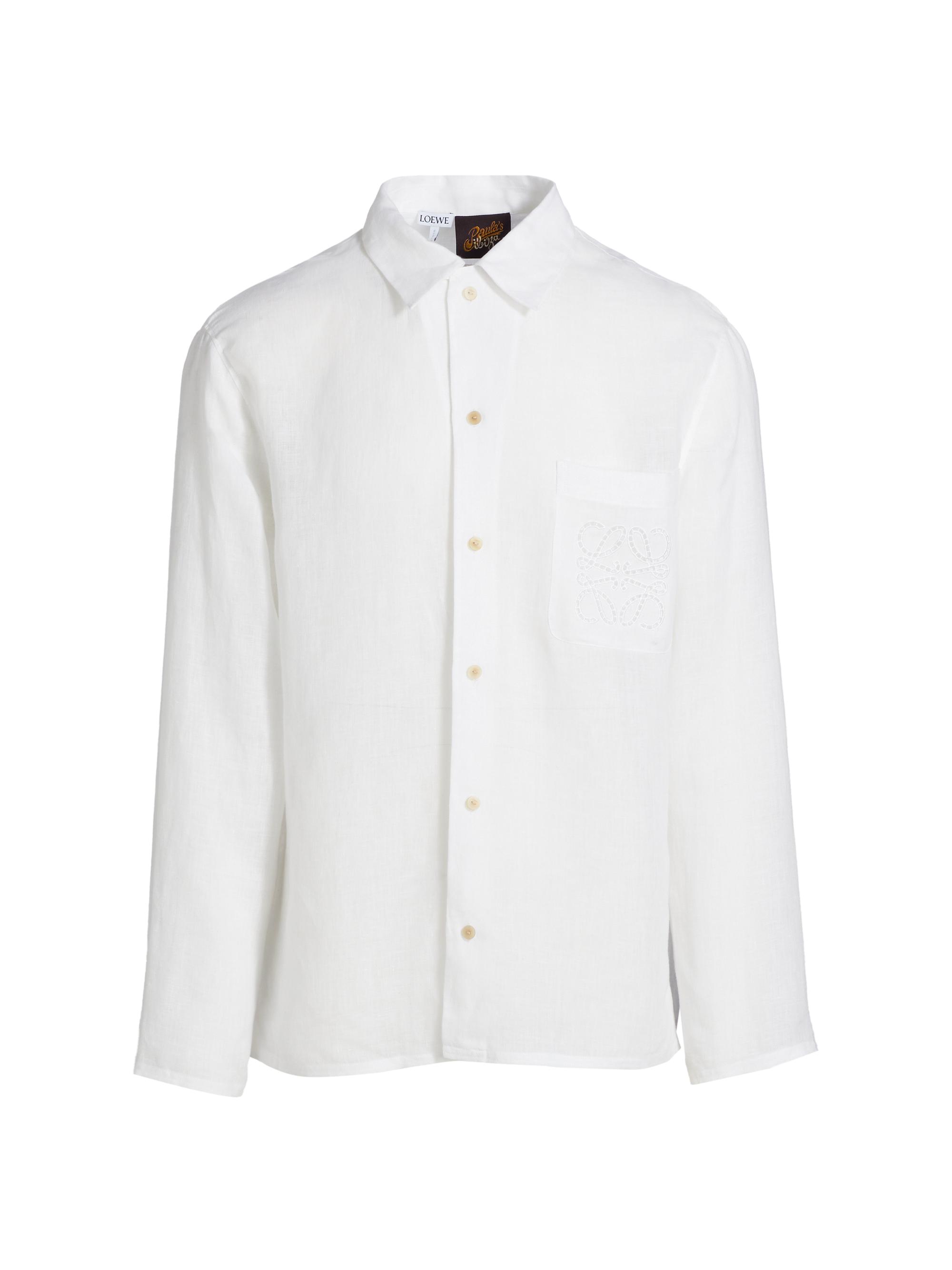 LOEWE Men's  x Paula's Ibiza Linen Button-Up Shirt - White
