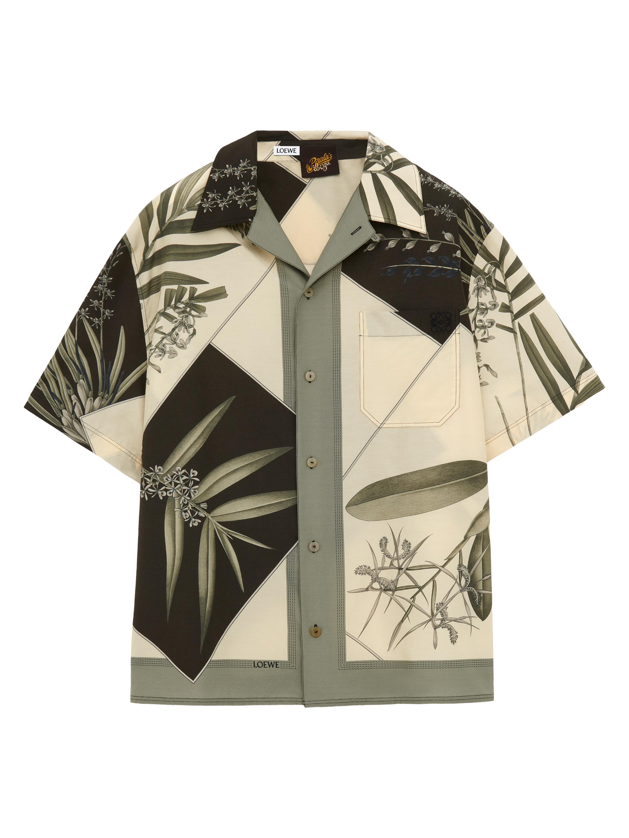LOEWE Men's  x Paula's Ibiza Graphic Cotton & Silk-Blend Camp Shirt - Anthracite Multicolor