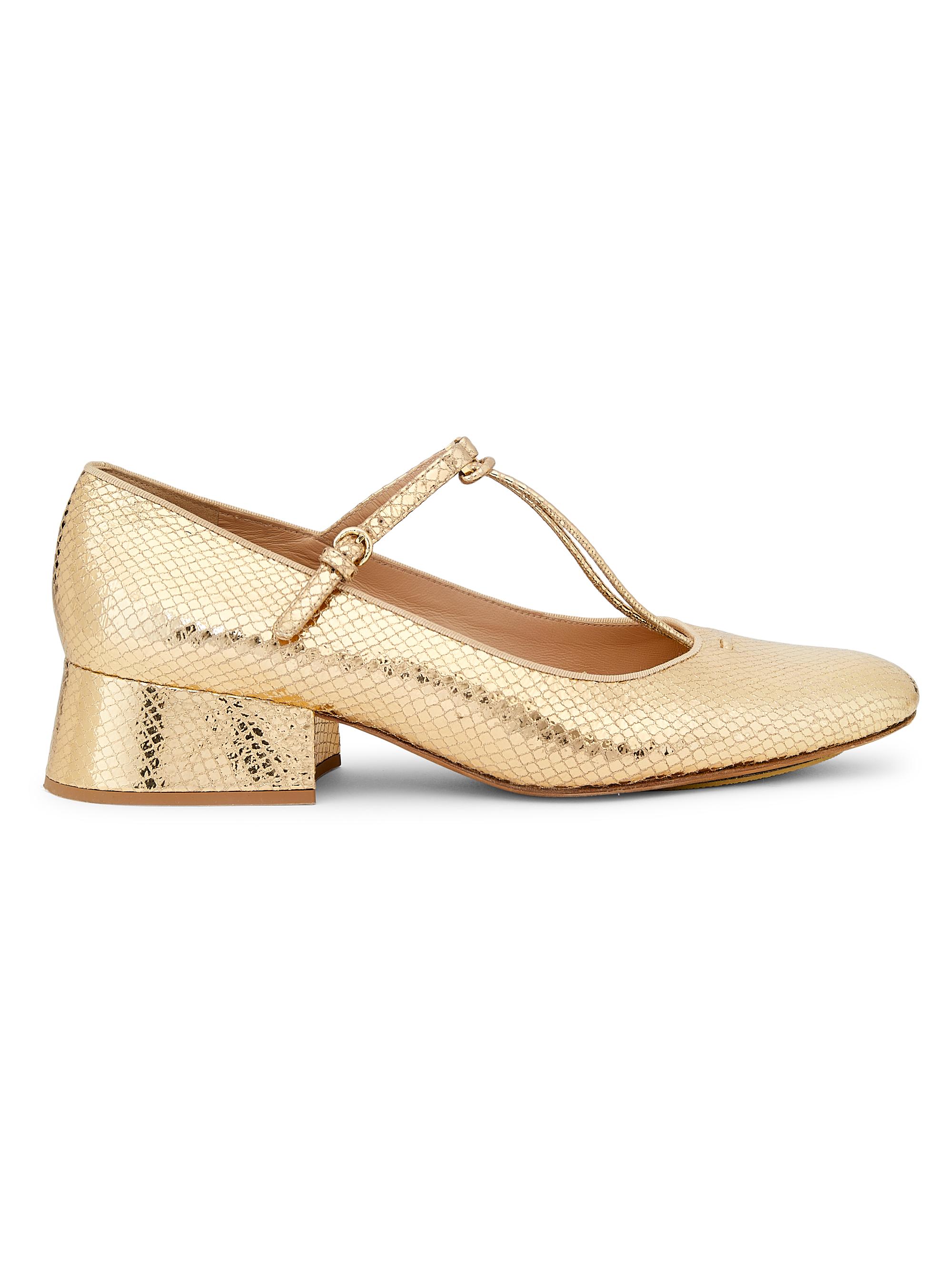 Ulla Johnson Women's Lucy 40MM Embossed Leather T-Strap Pumps - Gold