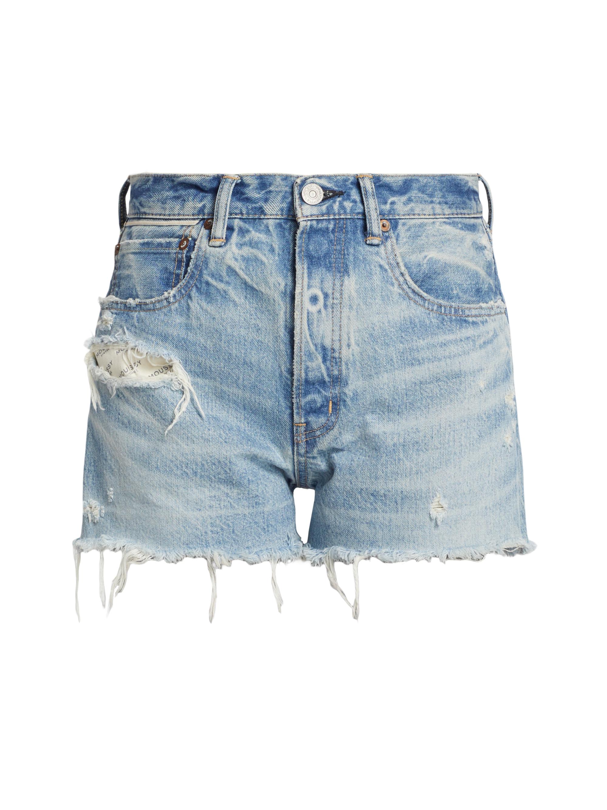 Moussy Vintage Women's Ridgmere Distressed Denim Shorts - Light Blue