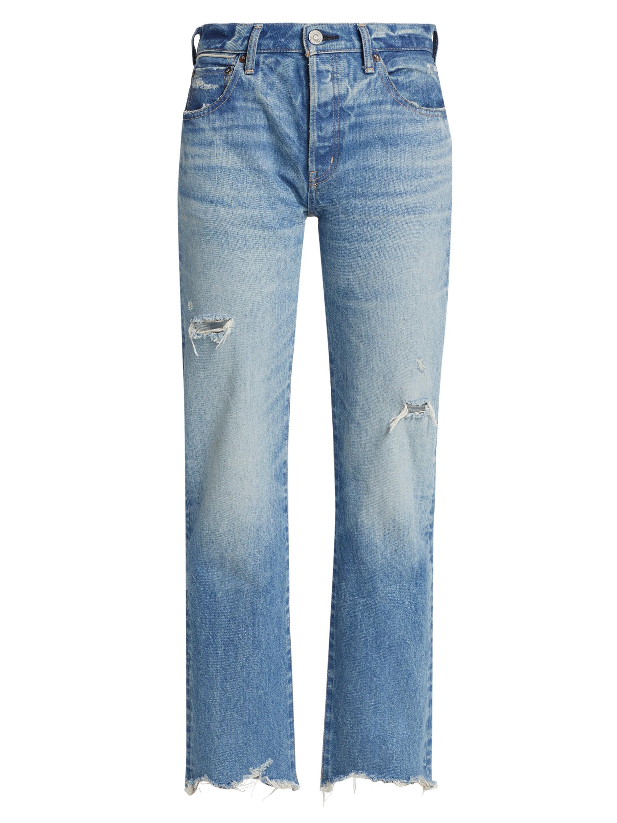 Moussy Vintage Women's Colemont Distressed Straight-Leg Jeans - Light Blue