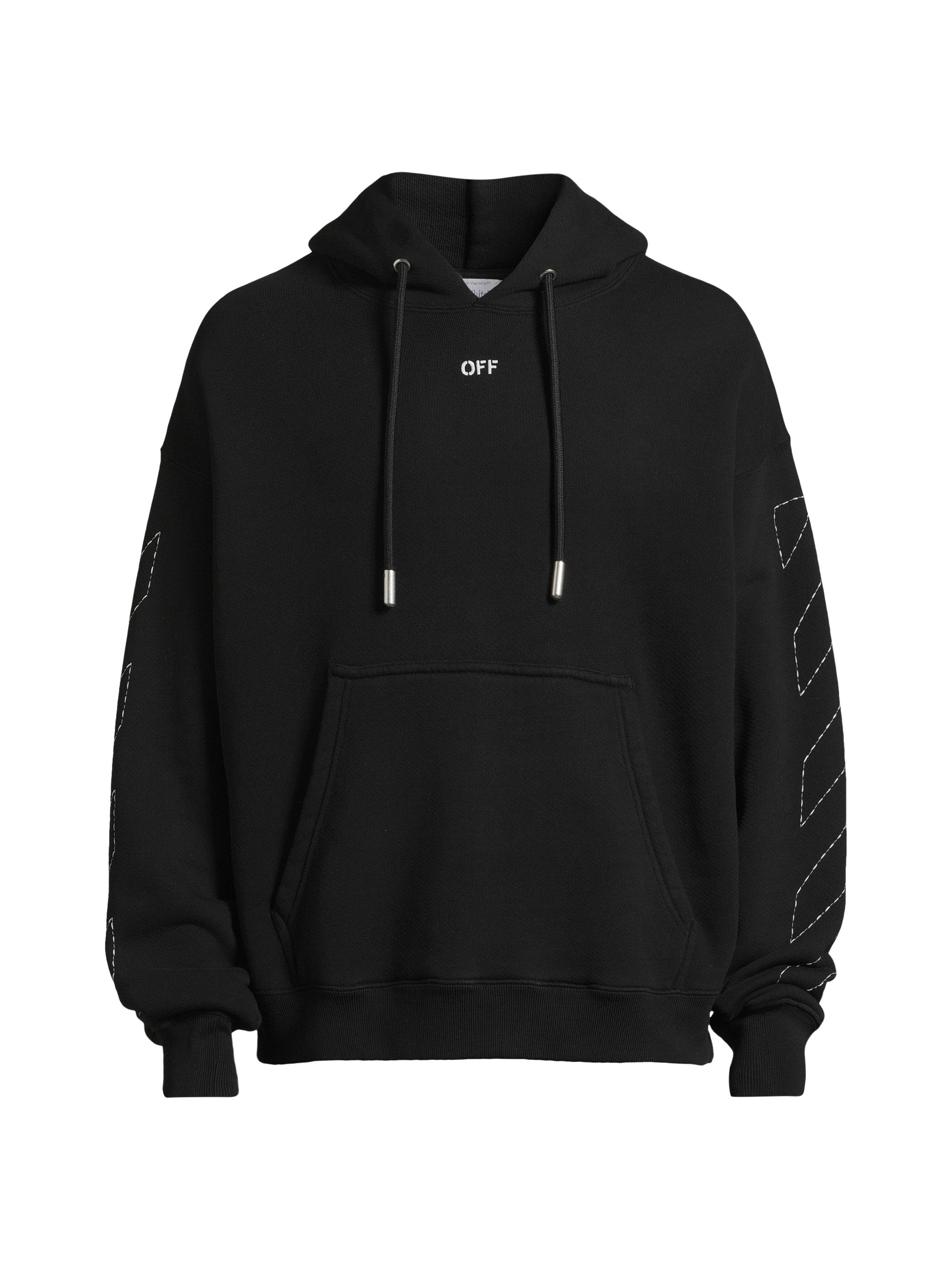 Off-White Men's Cotton Stitch Skate Hoodie - Black White