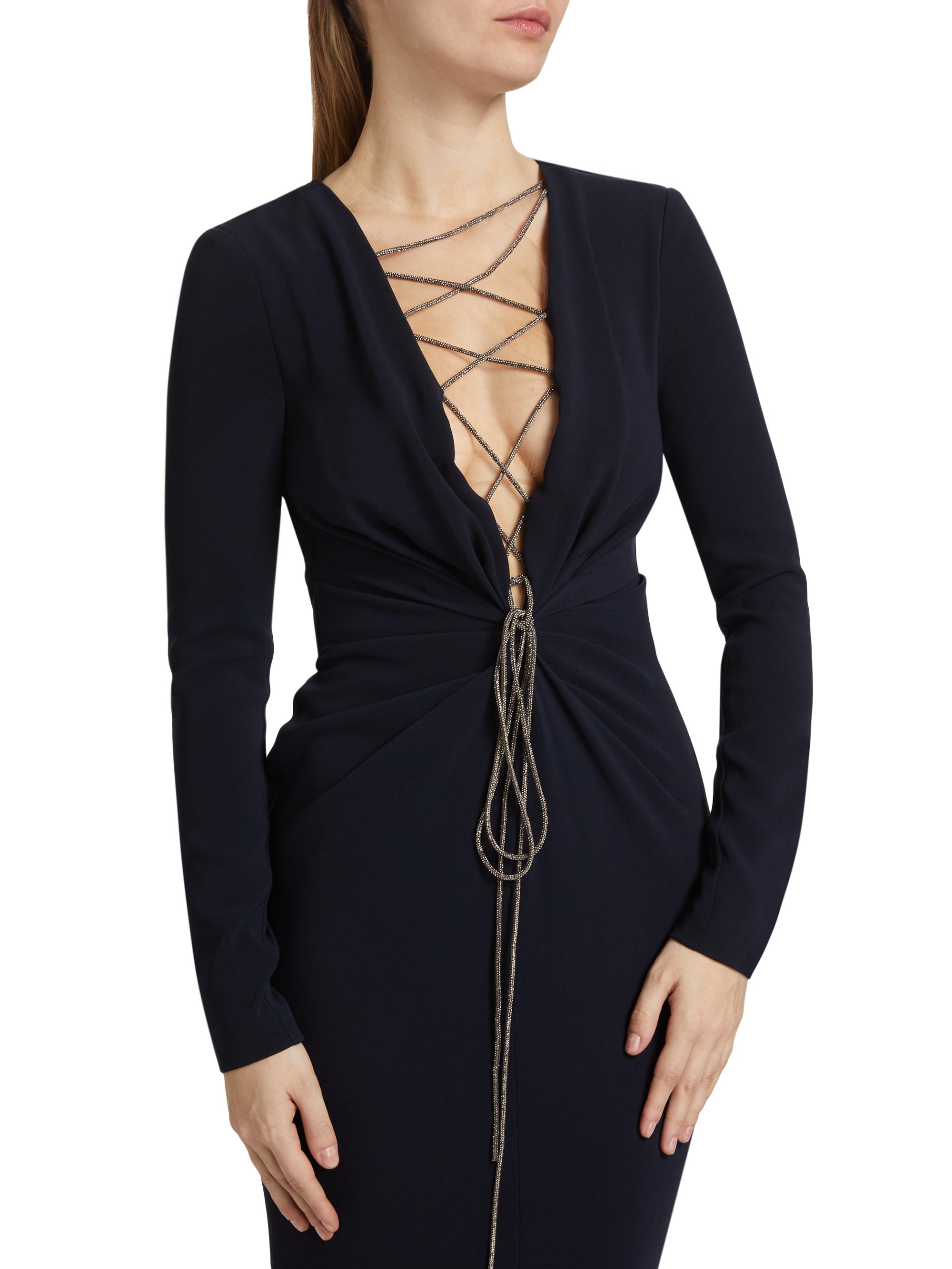 Talbot Runhof Cady Crystal Lace-Up Plunge Gown | Saks Fifth Avenue