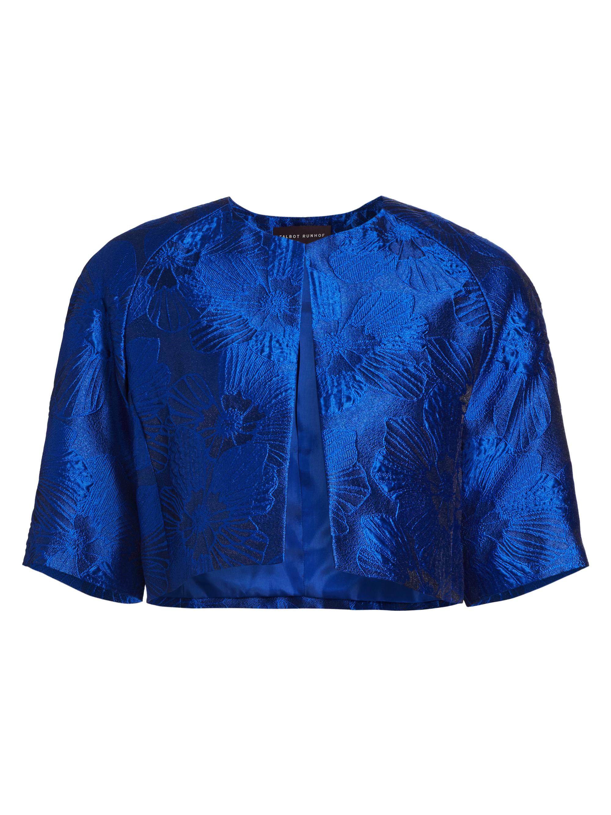 Talbot Runhof Women's Anemone Floral Jacquard Bolero - Royal