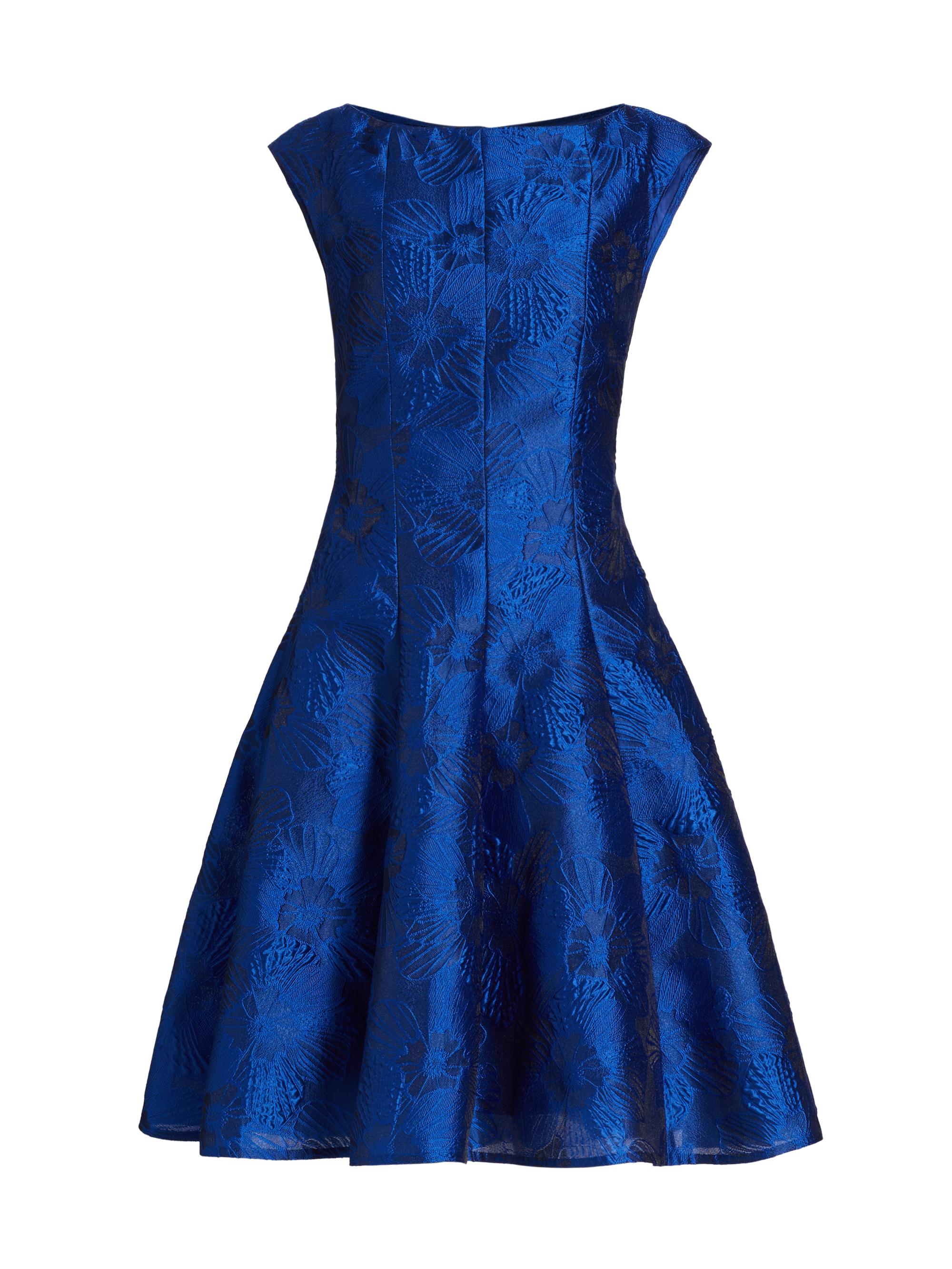 Talbot Runhof Women's Anemone Jacquard Boatneck Cocktail Dress - Royal