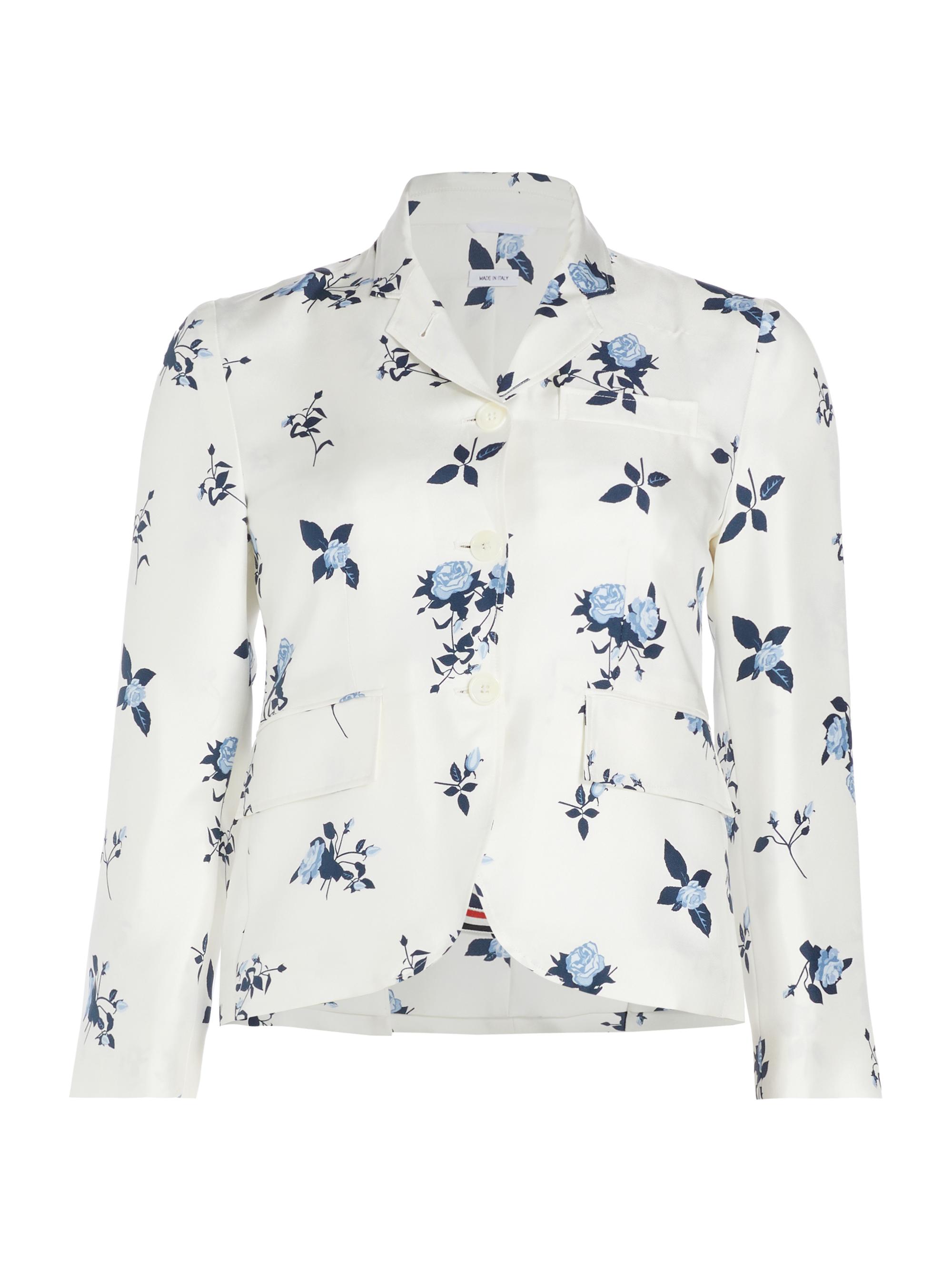 Thom Browne Women's Rose Floral Silk Twill Sportcoat - White