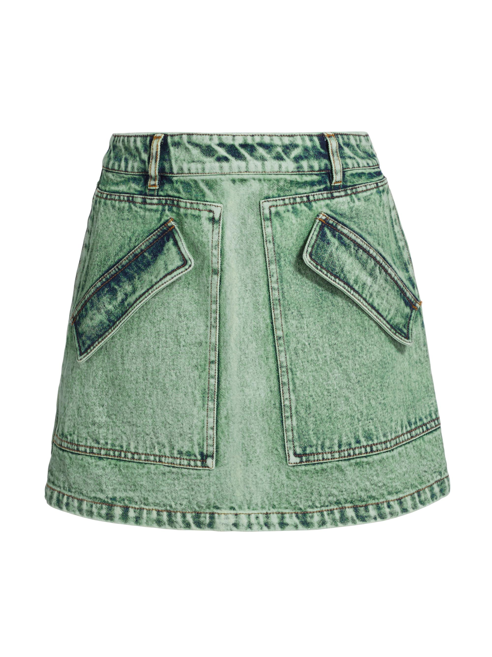 Aknvas Women's Cherry Denim Skirt - Sage Green