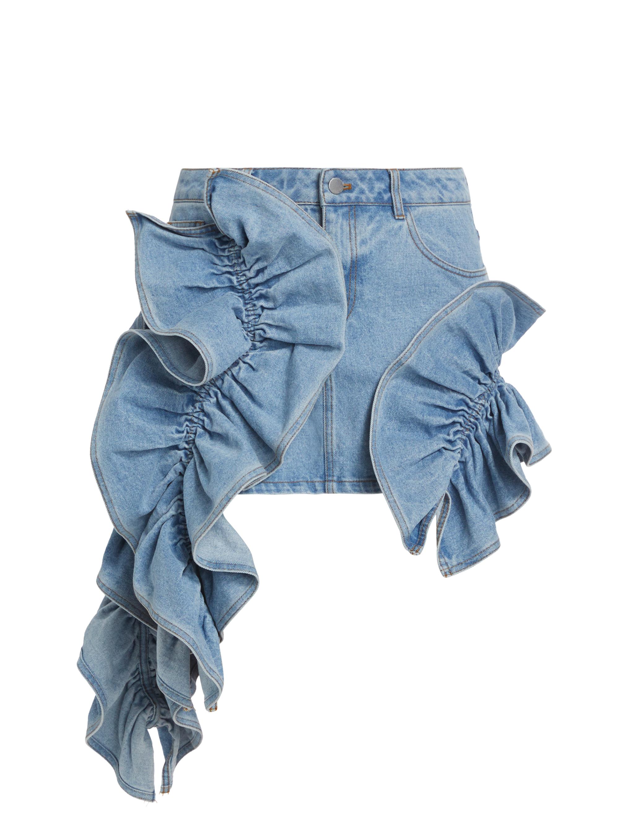 Aknvas Women's Rivington Ruffled Denim Miniskirt - Sky