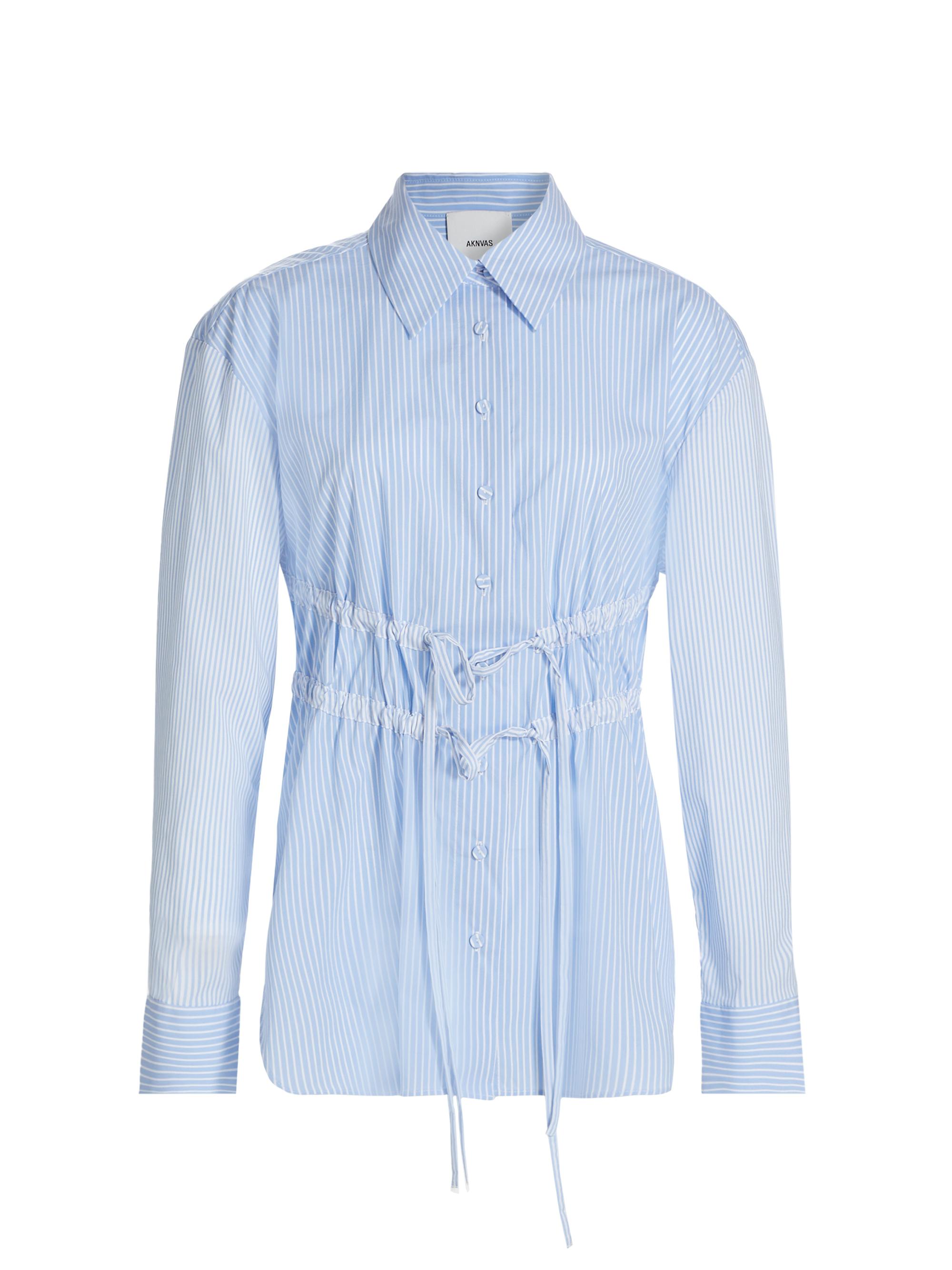 Aknvas Women's Marina Tie-Front Poplin Top - Stripe Mini