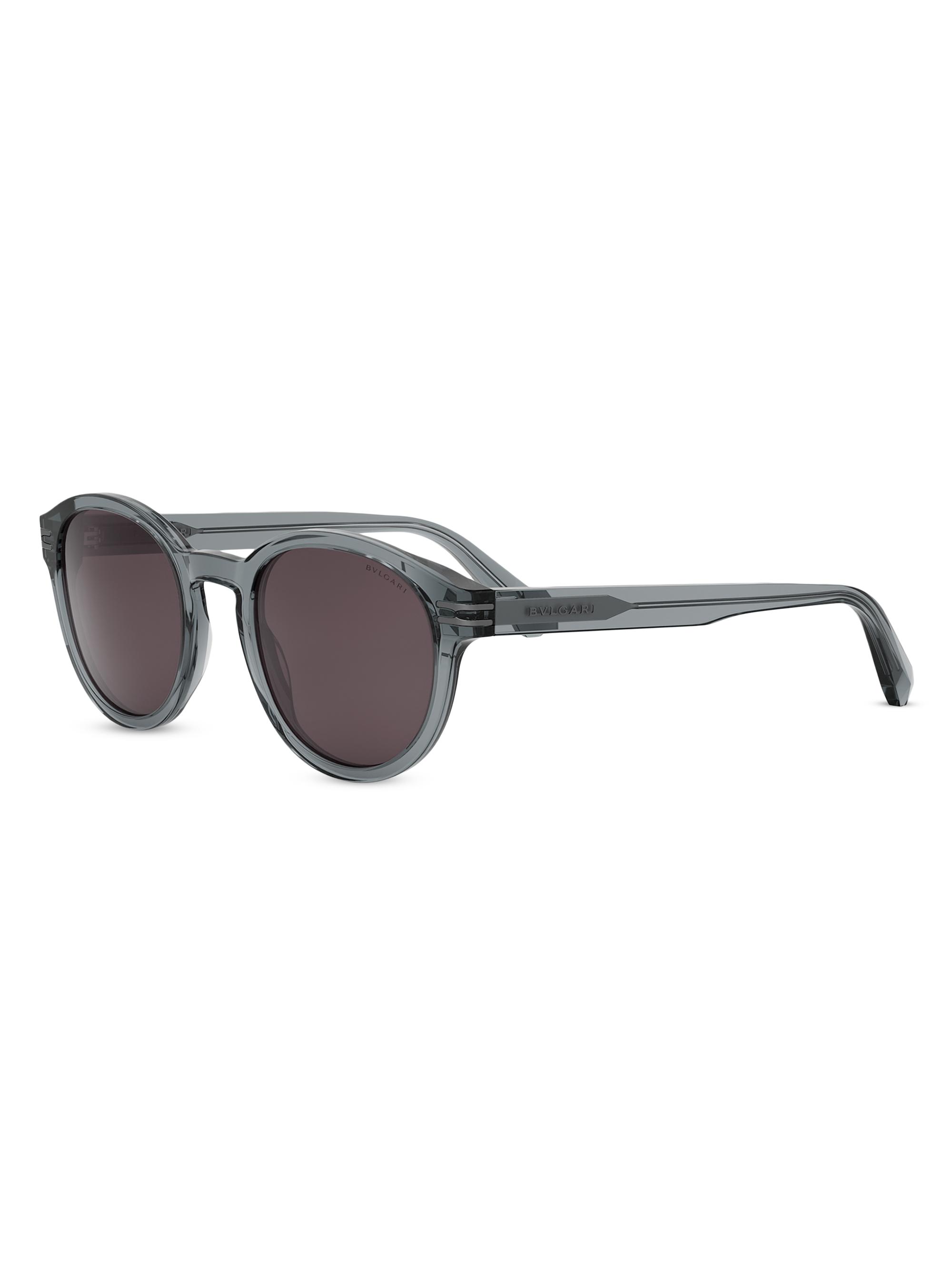 BVLGARI Men's B. Zero1 50MM Round Sunglasses - Transparent Dark Purple