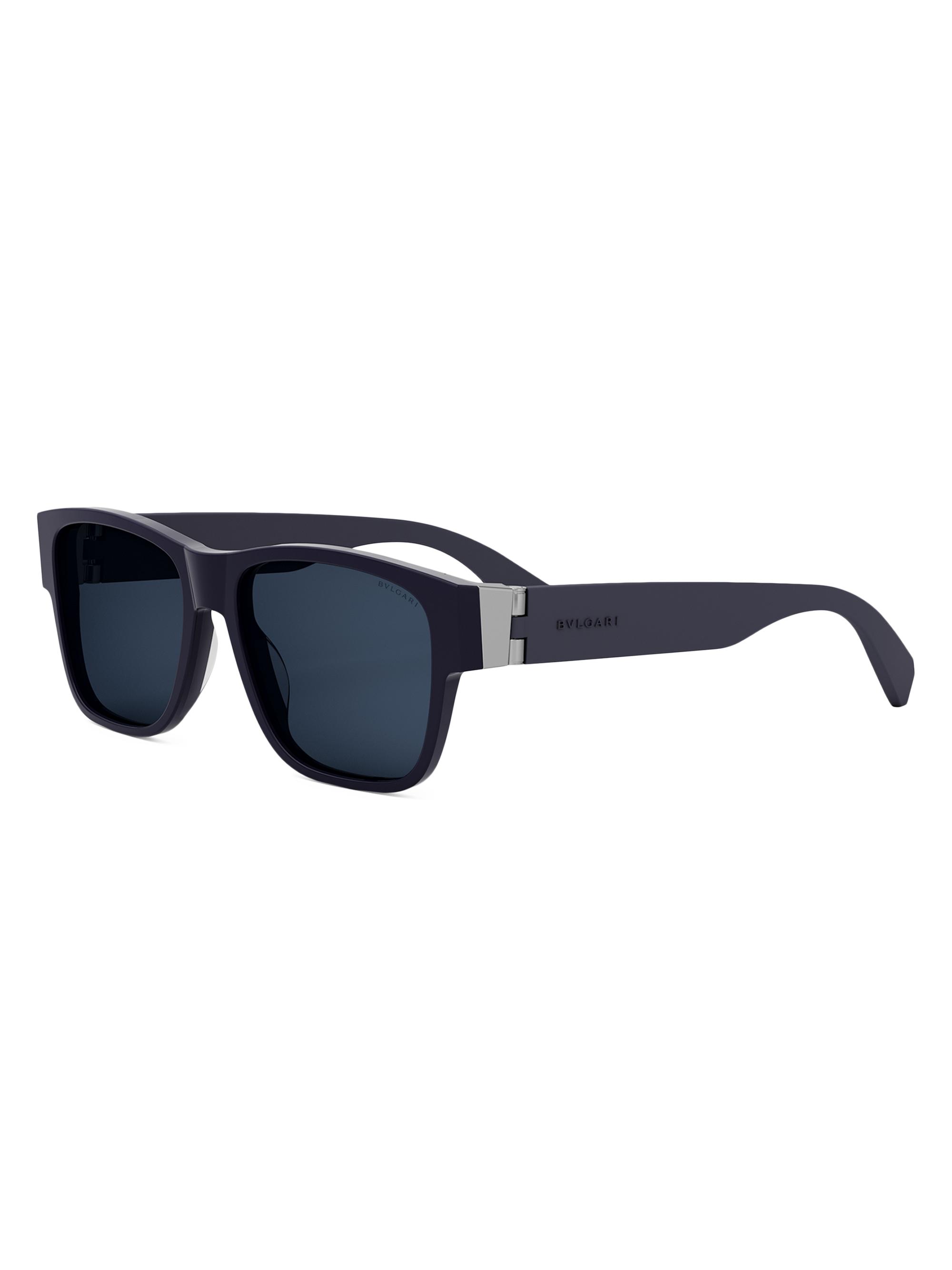 BVLGARI Men's 56MM Square Sunglasses - Dark Blue Blue