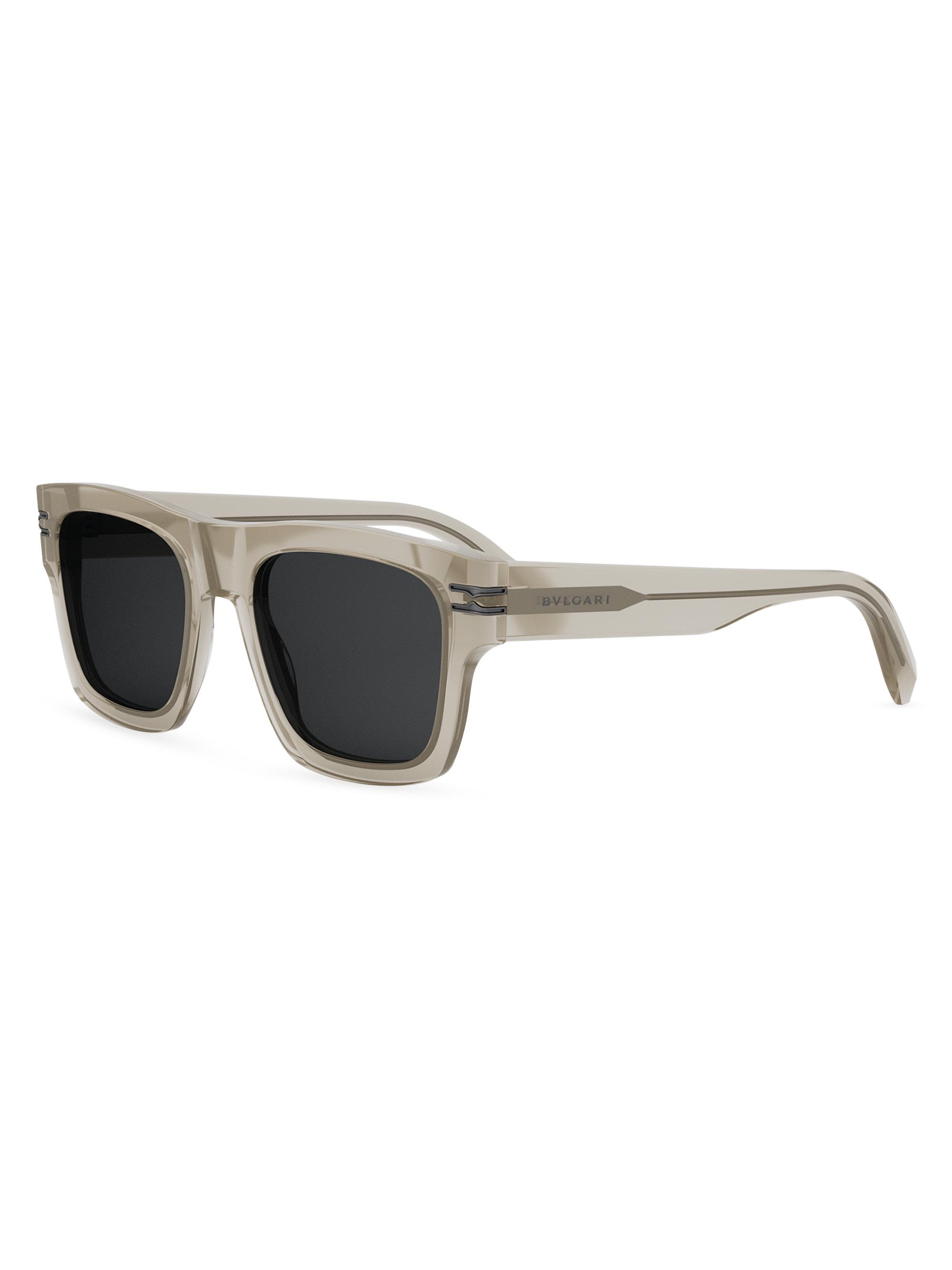 BVLGARI Men's B. ZERO1 52MM Square Sunglasses - Transparent Taupe Dark Blue