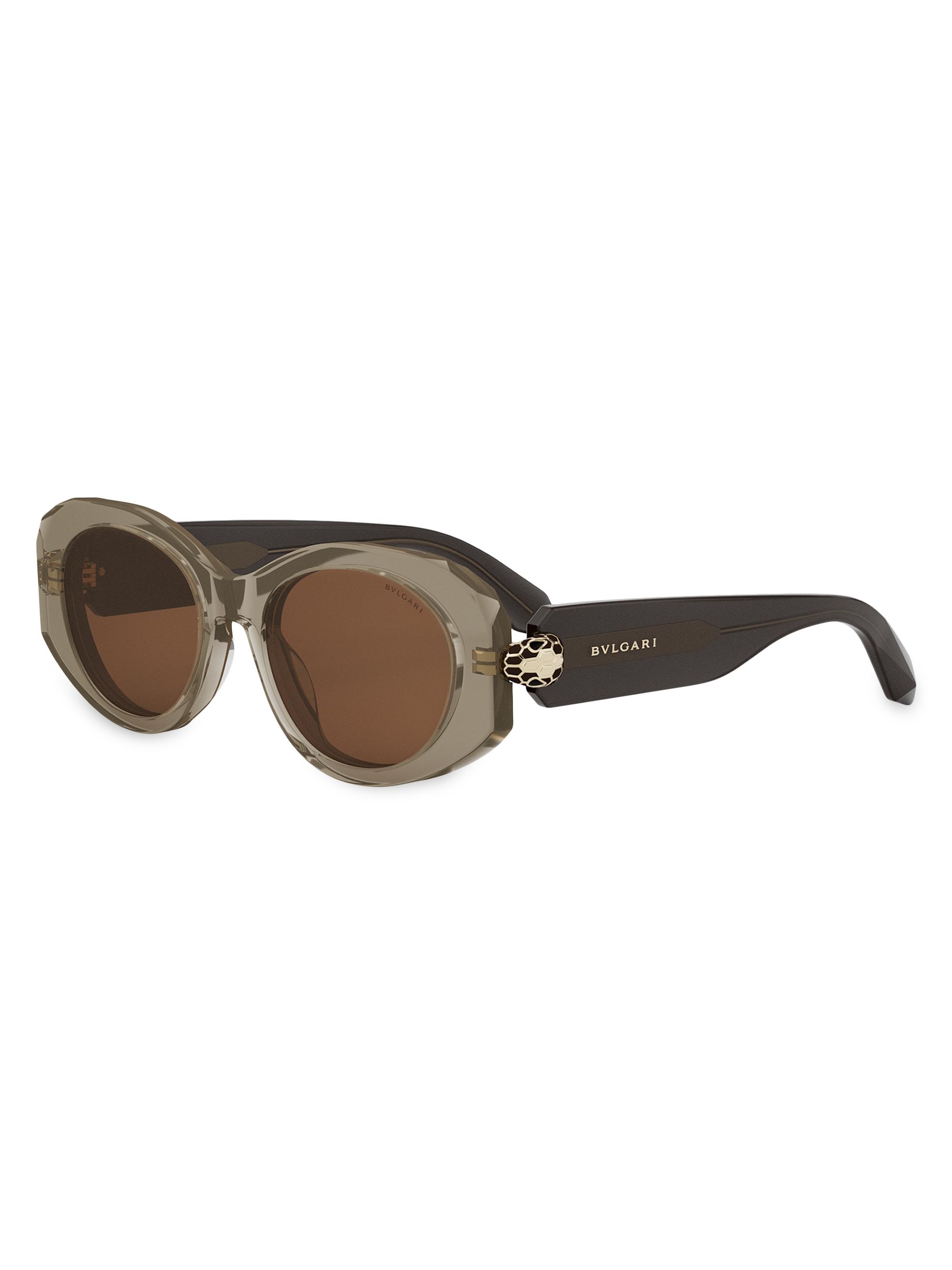 BVLGARI Women's Serpenti 52MM Oval Sunglasses - Transparent Khaki Brown - Women's Accessories