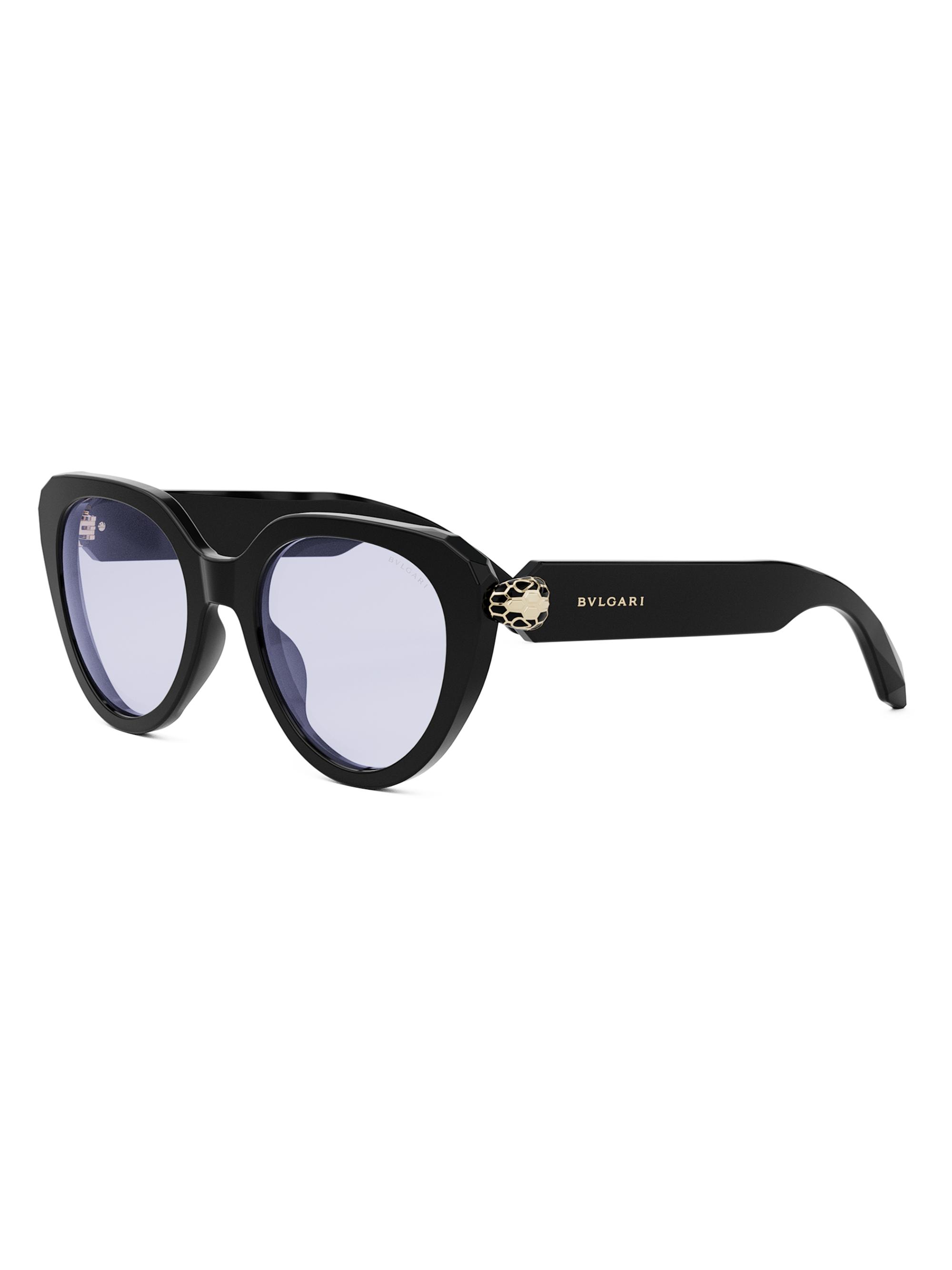 BVLGARI Serpenti 51MM Cat-Eye Blue Block Glasses | Saks Fifth Avenue