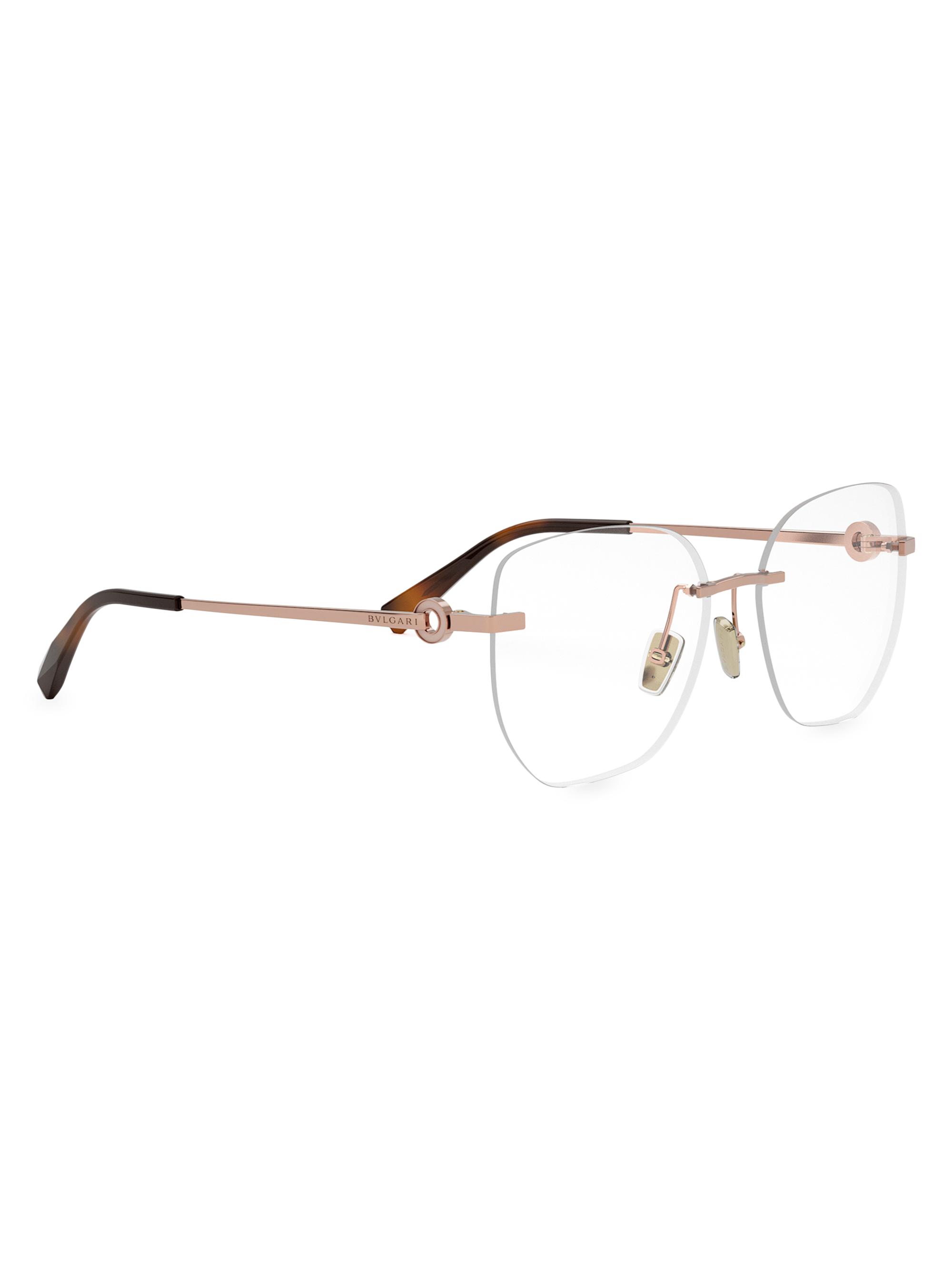 BVLGARI 56MM Geometric Optical Glasses | Saks Fifth Avenue