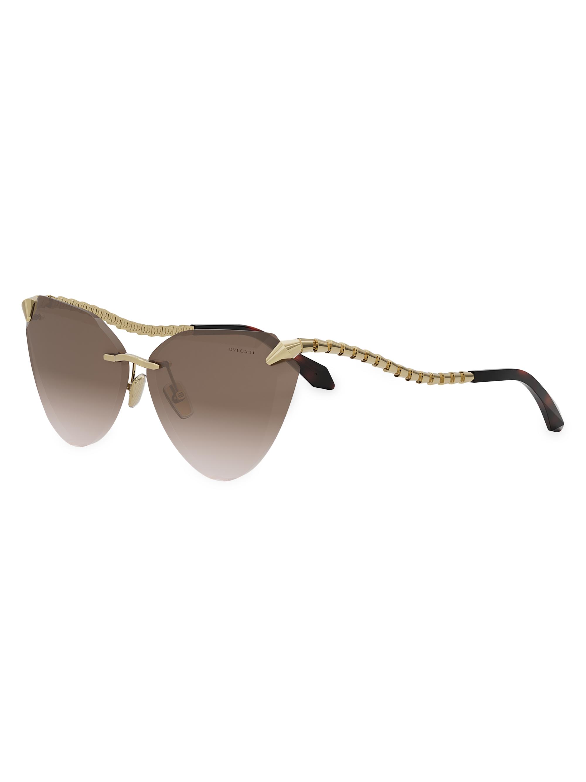 BVLGARI Women's Serpenti 65MM Cat-Eye Sunglasses - Gold Light Brown Gradient