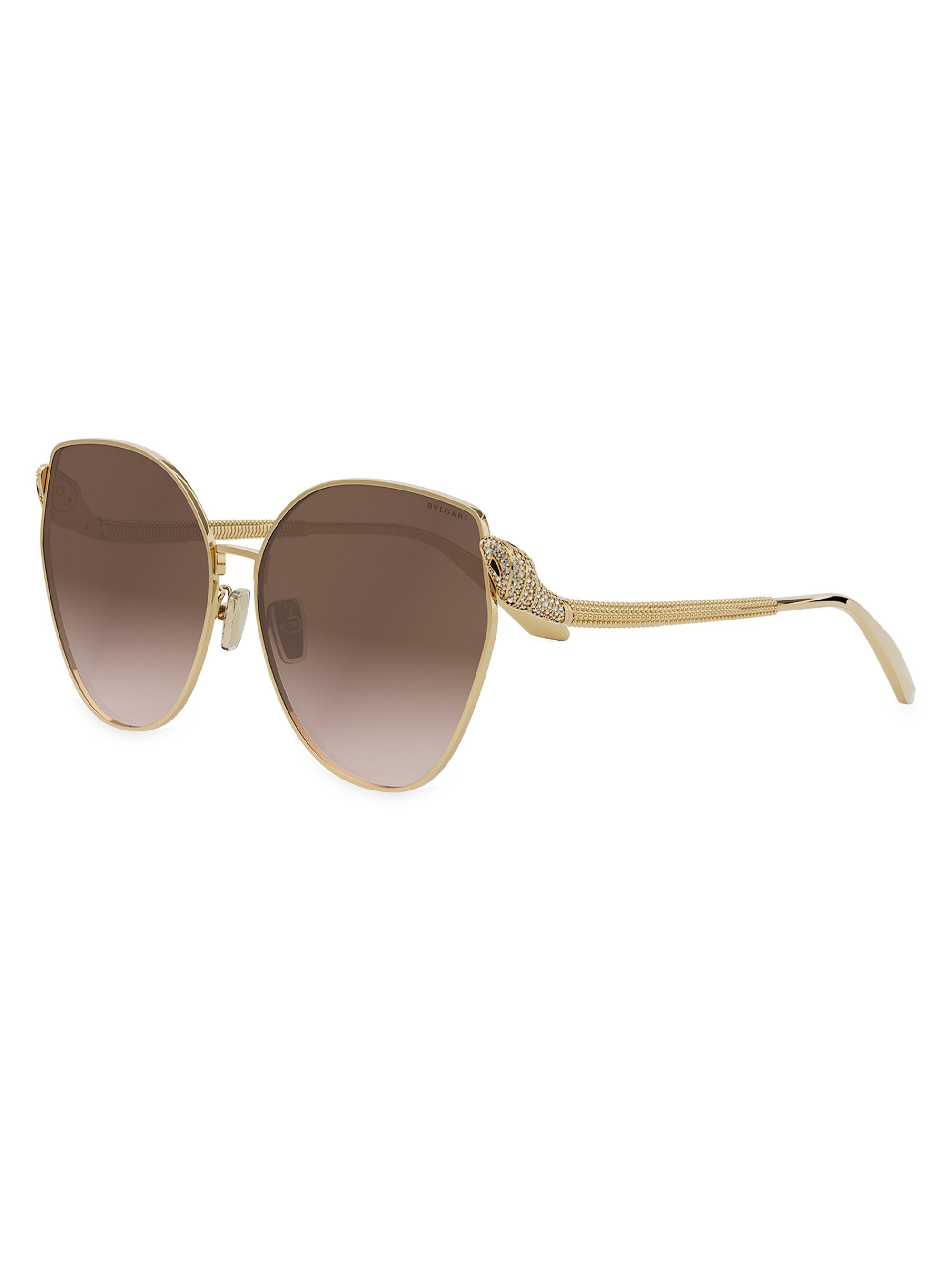 BVLGARI Women's Serpenti 63MM Butterfly Sunglasses - Gold Light Brown Gradient