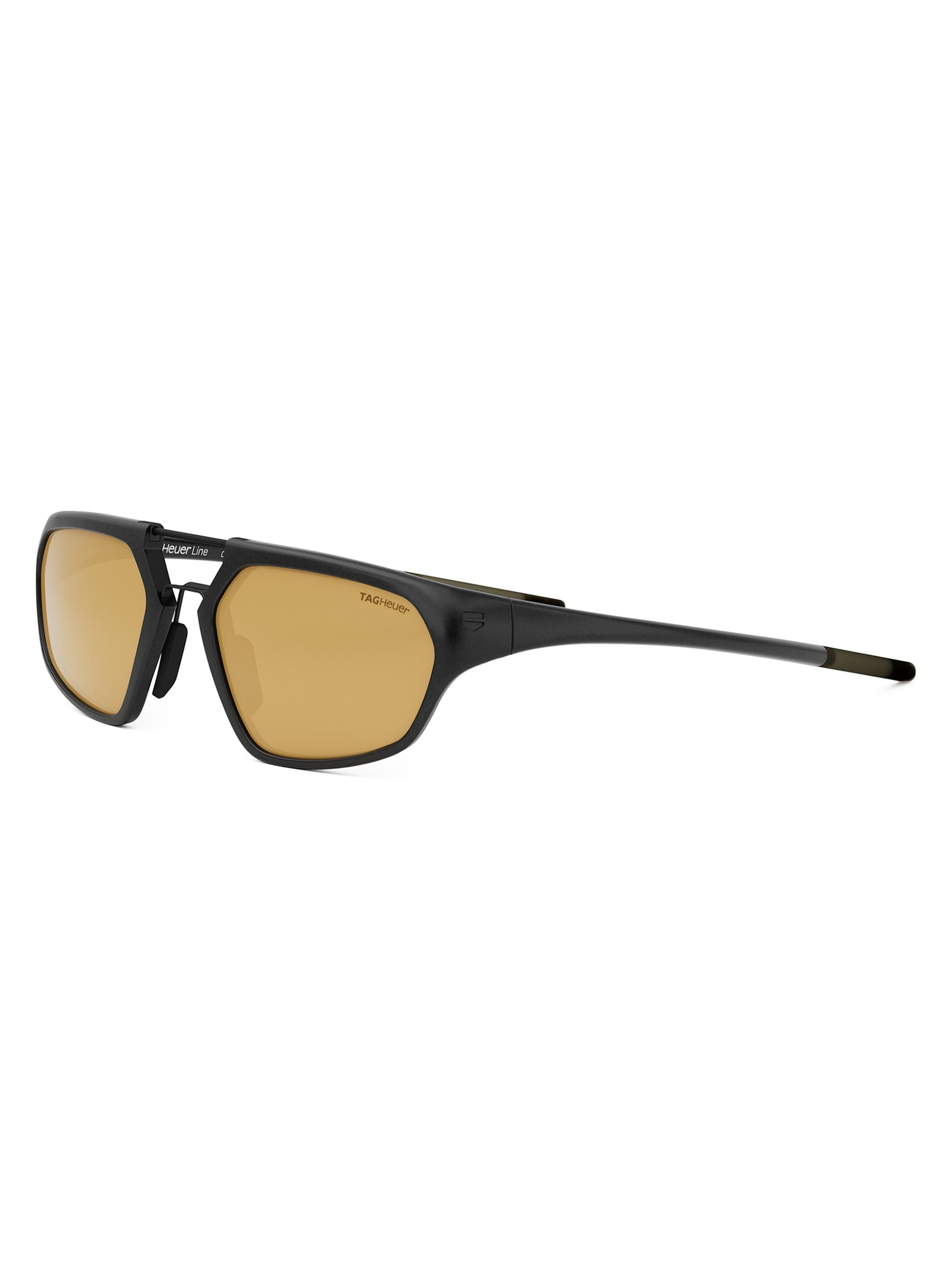 TAG Heuer Men's Line 55MM Geometric Sunglasses - Black Dark Yellow Mirror