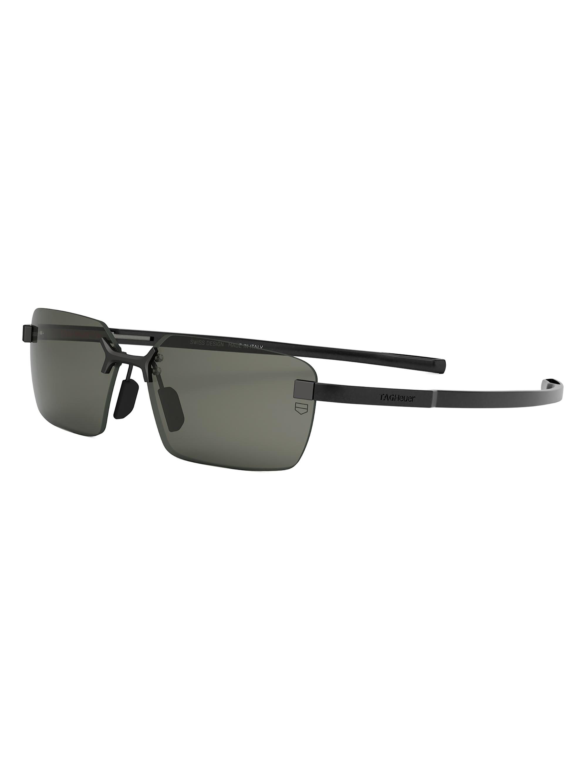 TAG Heuer Men's Flex 60MM Rectangular Rimless Sunglasses - Black Grey