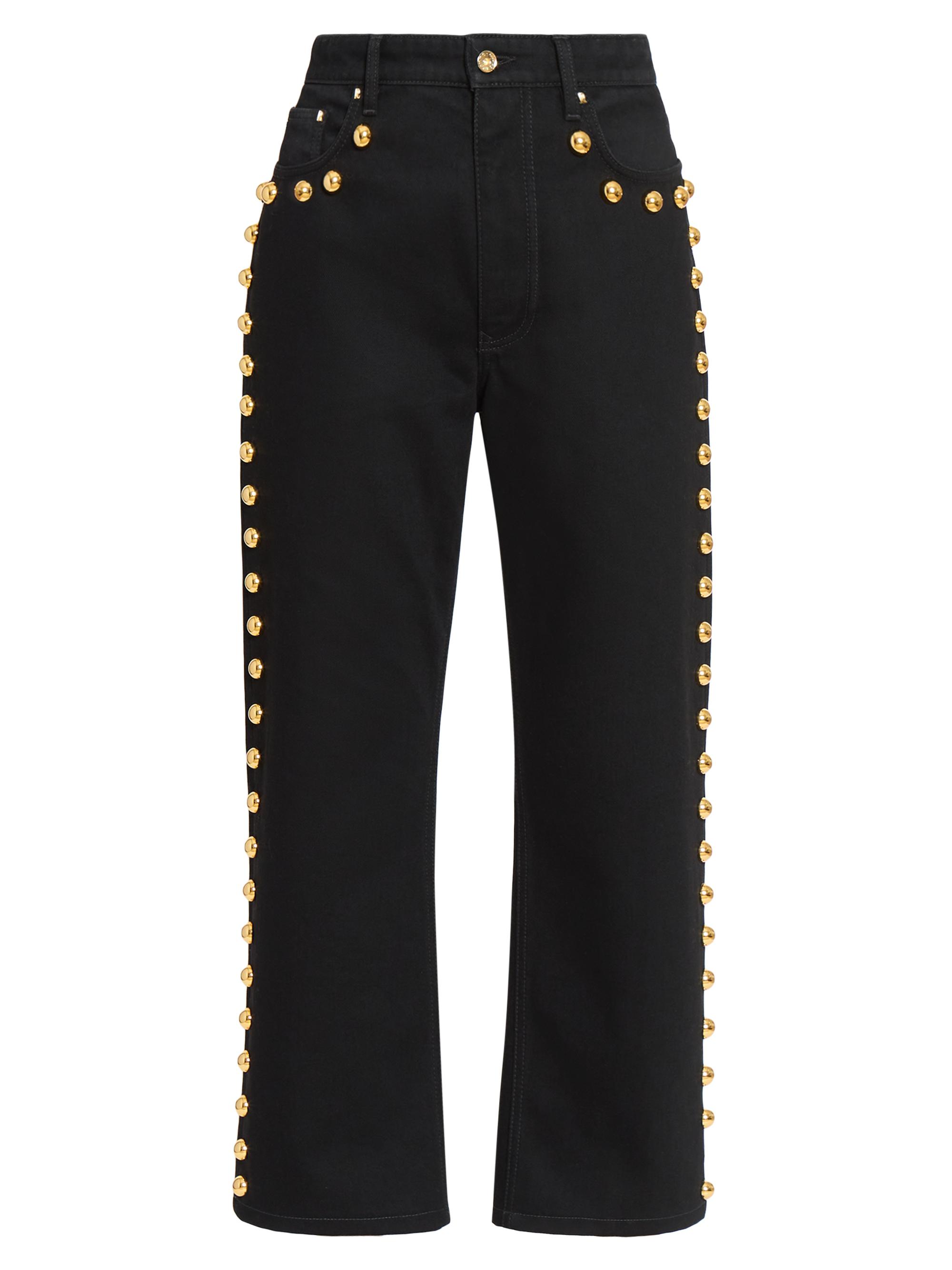 Rabanne Women's Studded Straight-Leg Jeans - Black