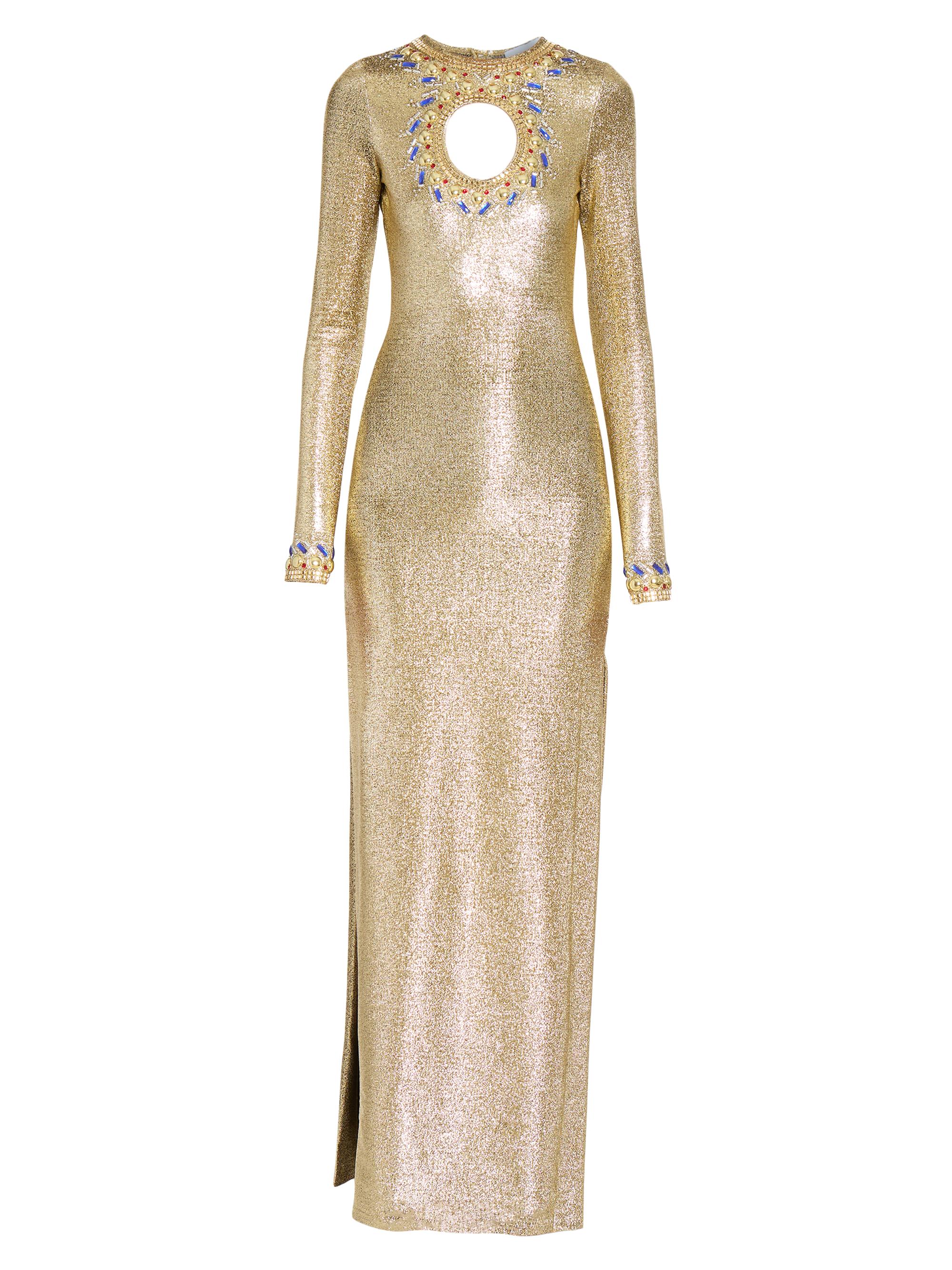 Rabanne Women's Metallic Crystal-Embellished Cut-Out Gown - Gold