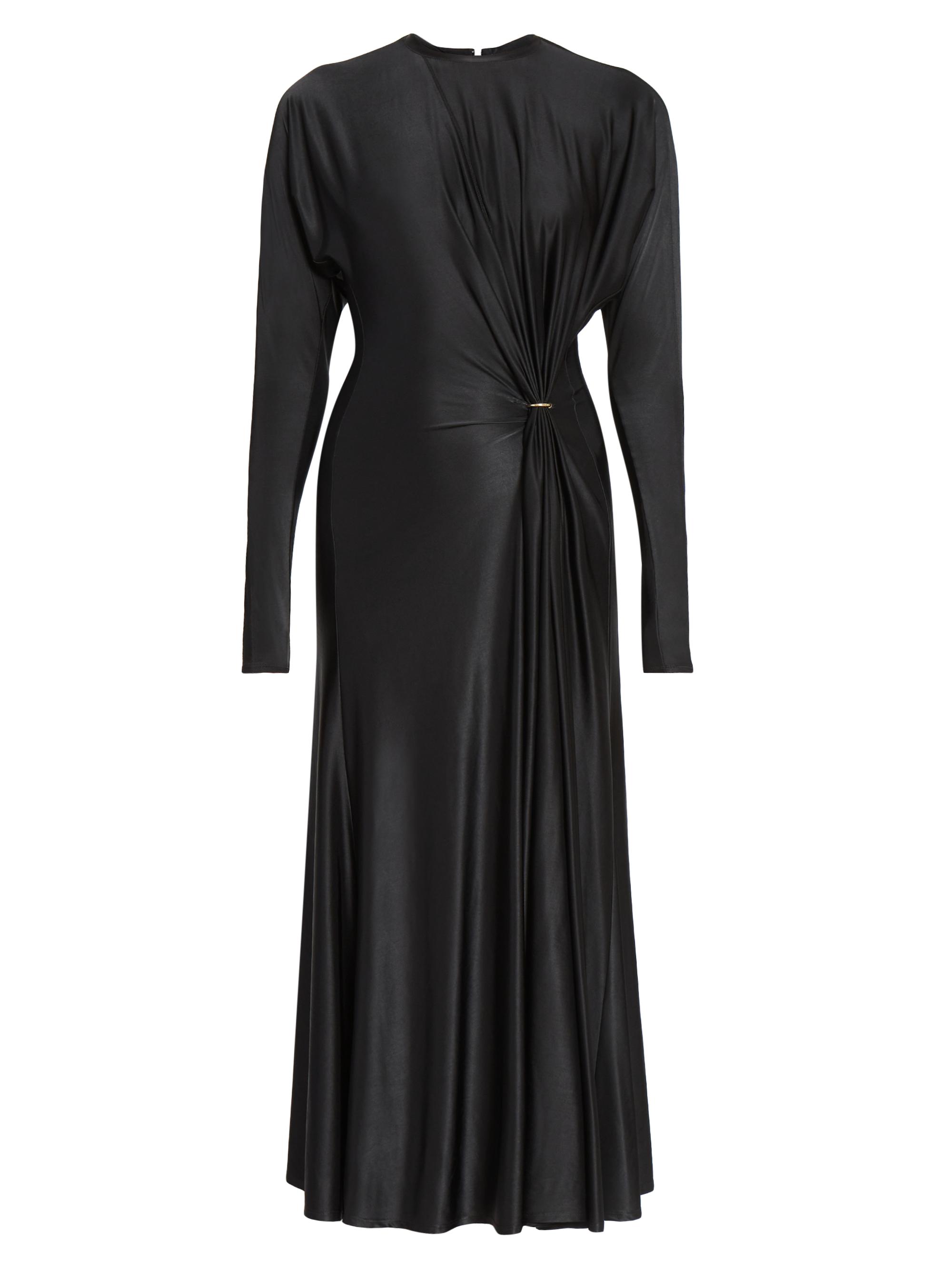 Rabanne Women's Gathered Satin Midi-Dress - Black