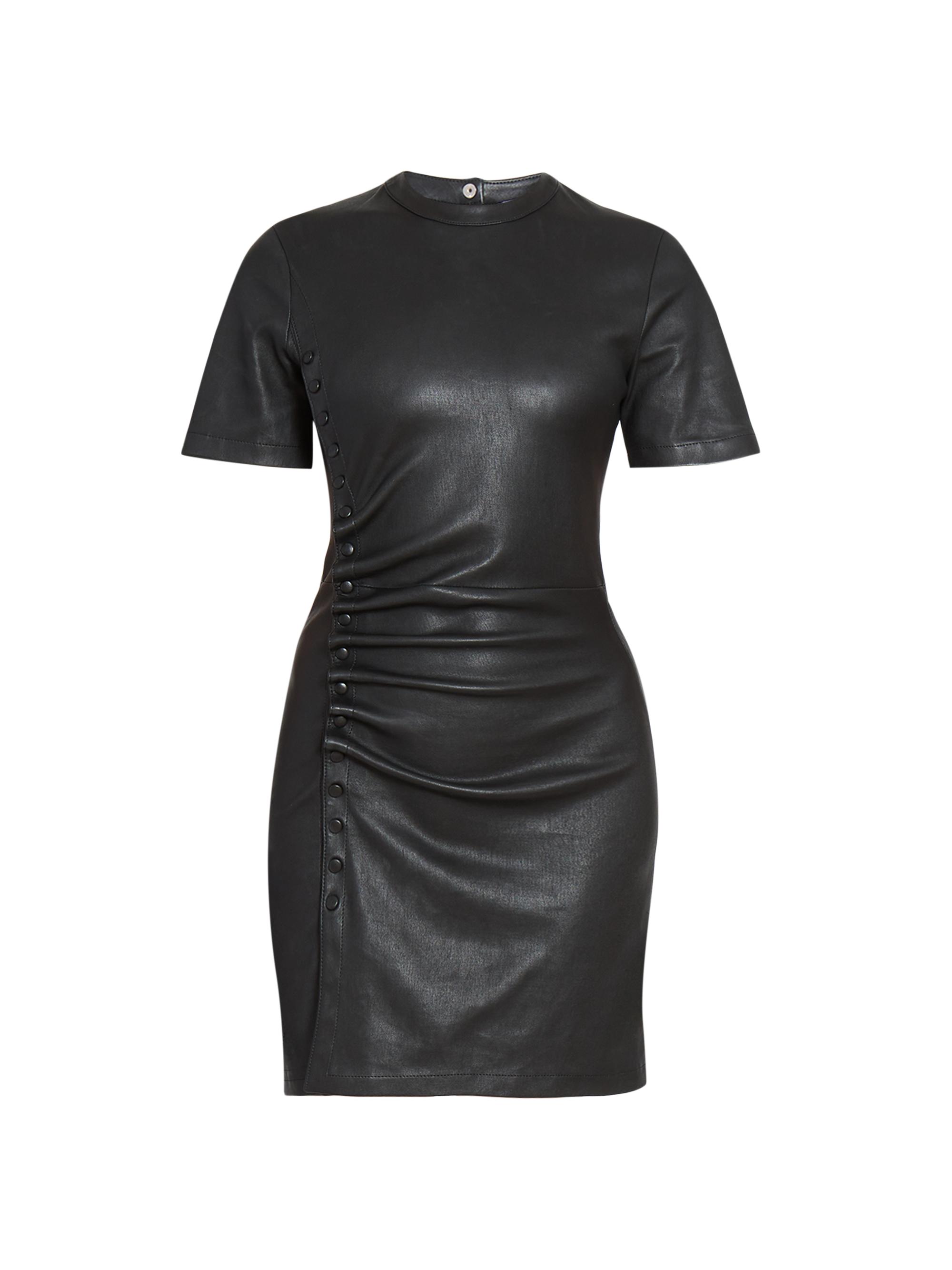 Rabanne Women's Leather Short-Sleeve Minidress - Black