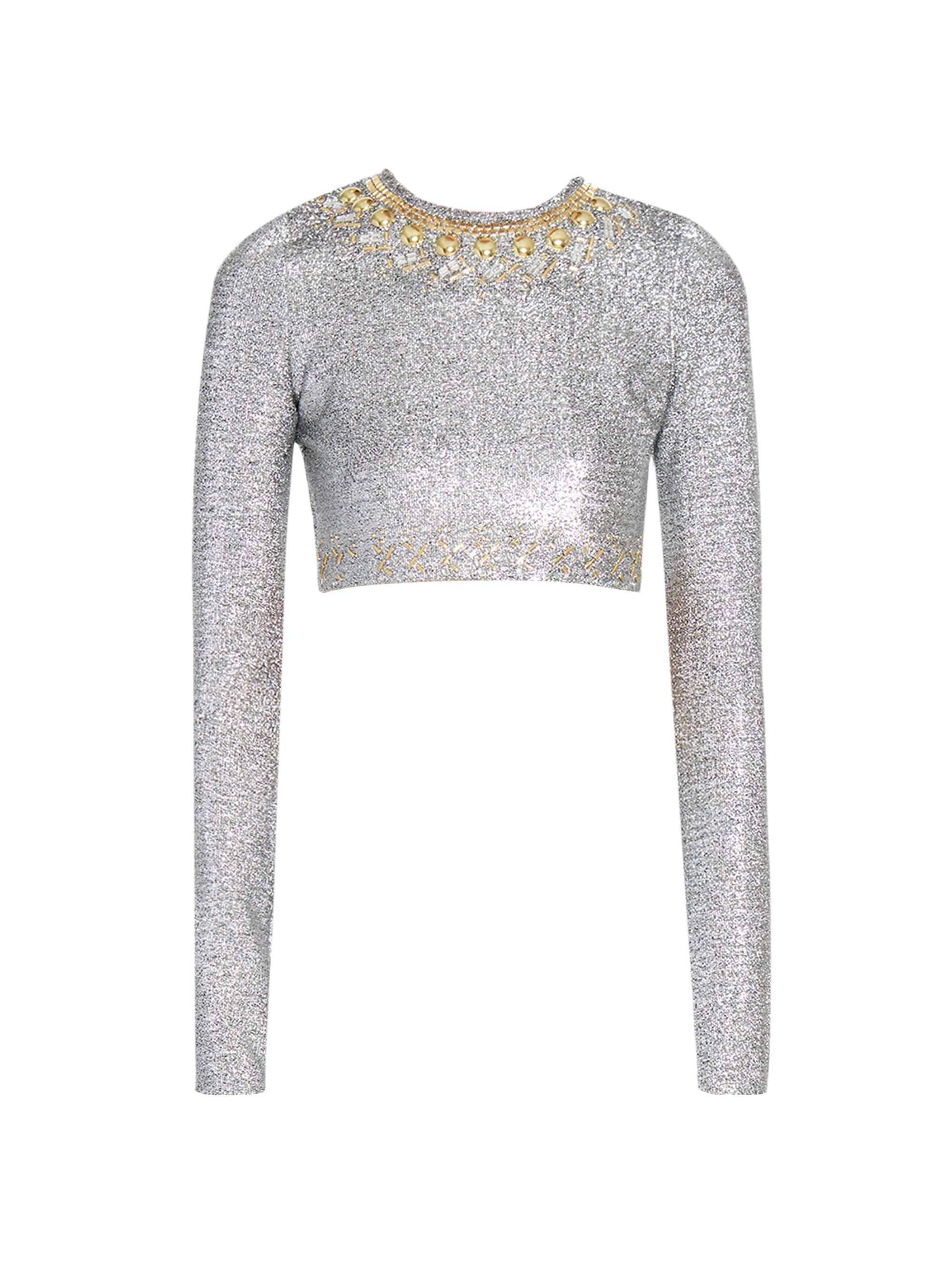 Rabanne Women's Metallic Crop Top - Silver