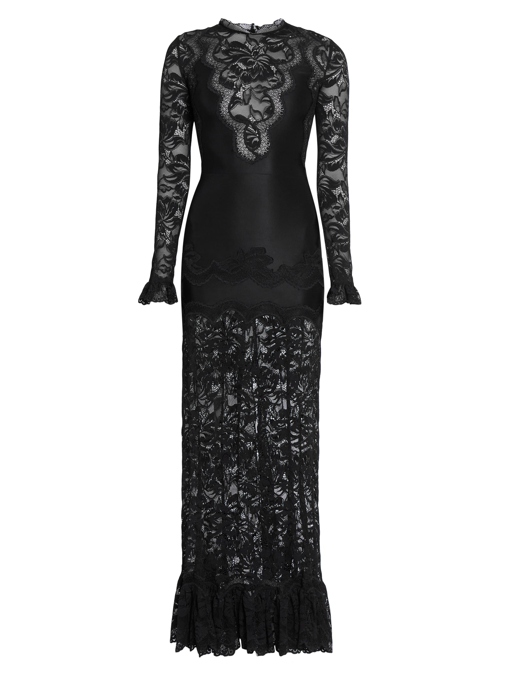 Rabanne Women's Lace Ruffled Maxi Dress - Black