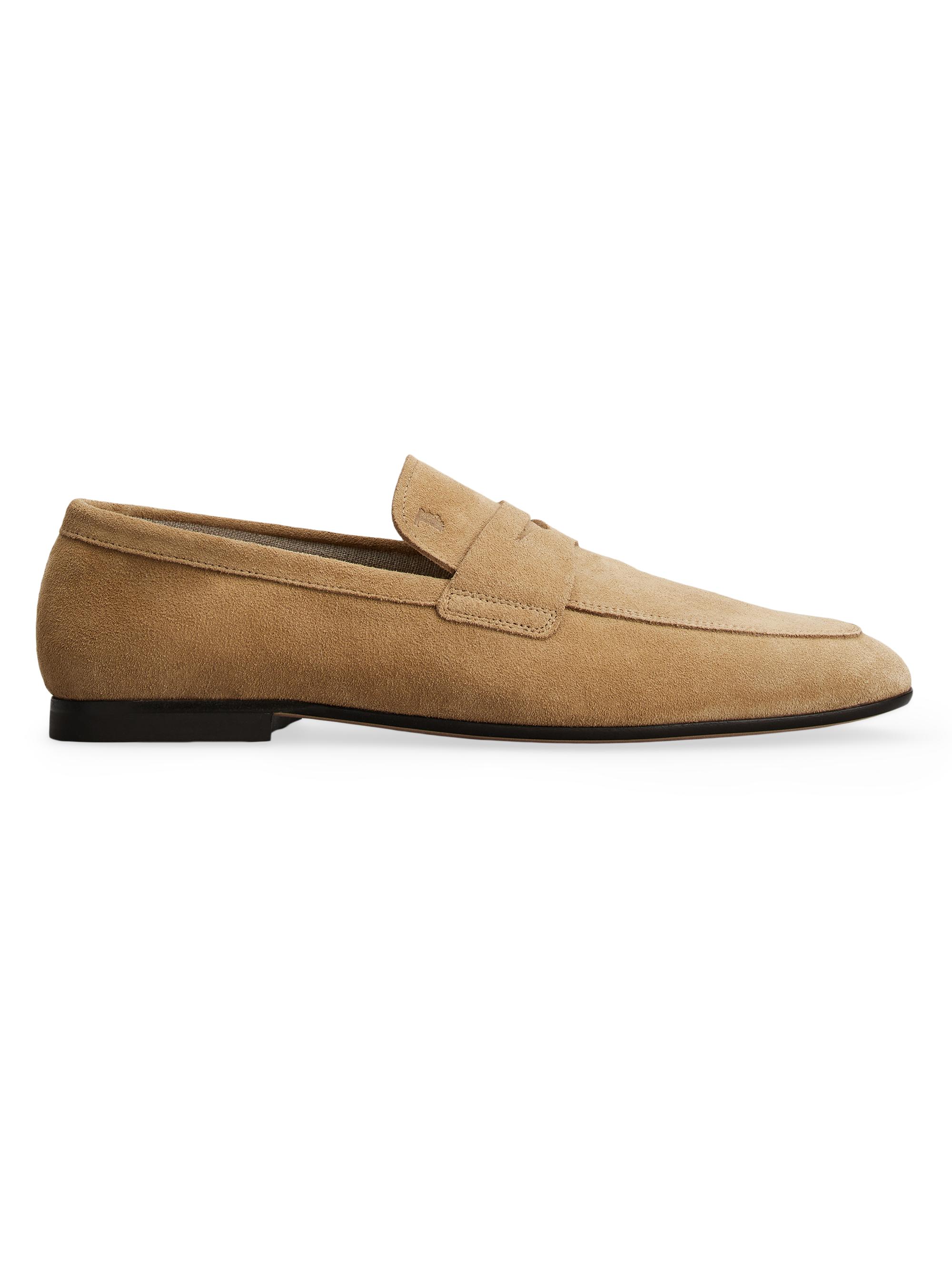 Tod's Men's Monogrammed Suede Penny Loafers - Biscotto