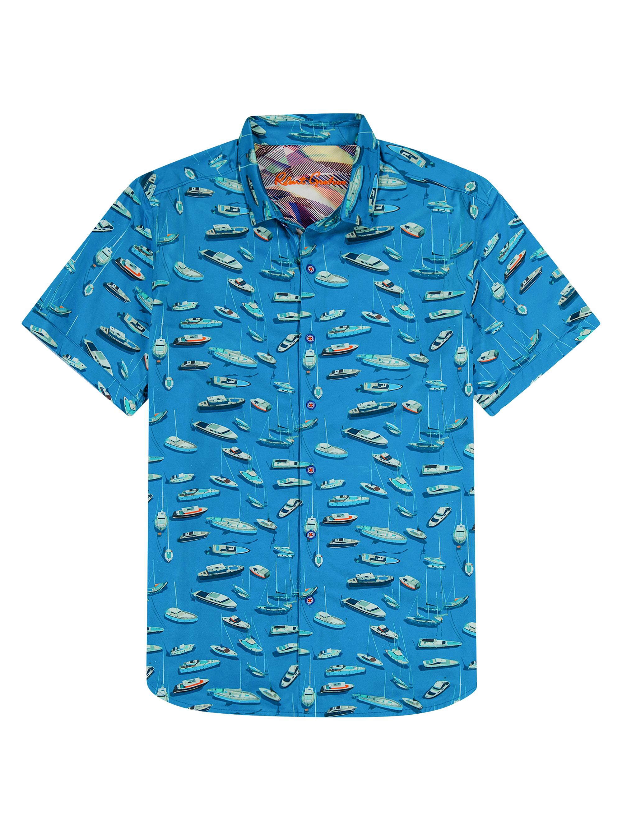 Robert Graham Men's Boat Marina Stretch Cotton-Blend Shirt - Teal