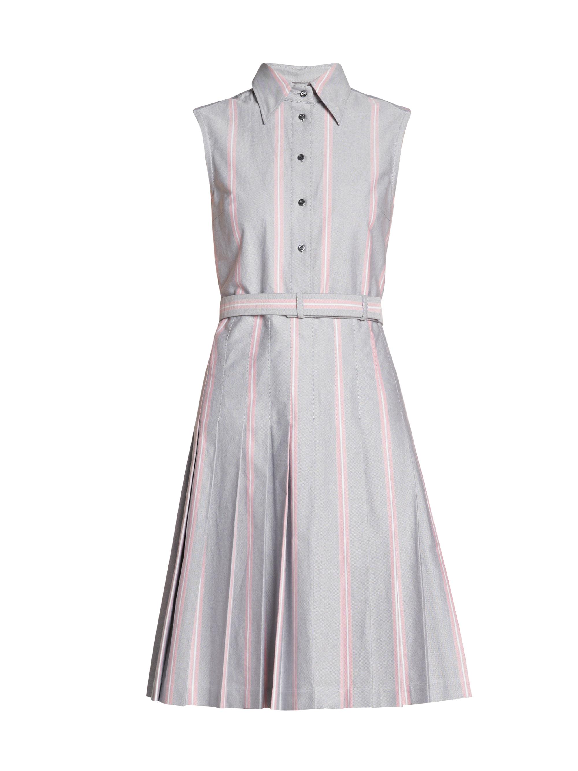 Thom Browne Women's Striped Cotton Belted A-Line Dress - Red White Blue