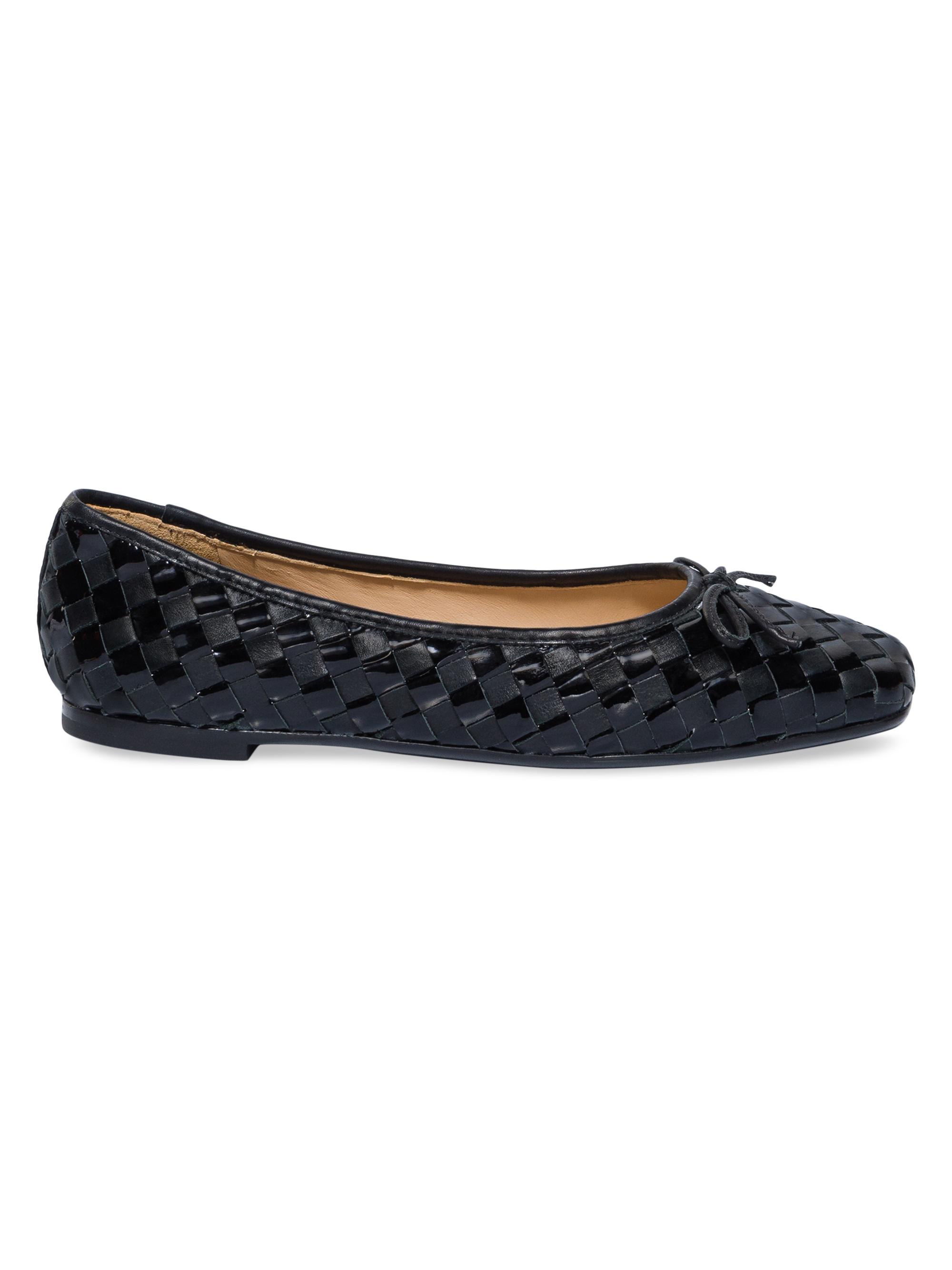 Bernardo Women's Gwynn Woven Patent Leather Ballet Flats - Black