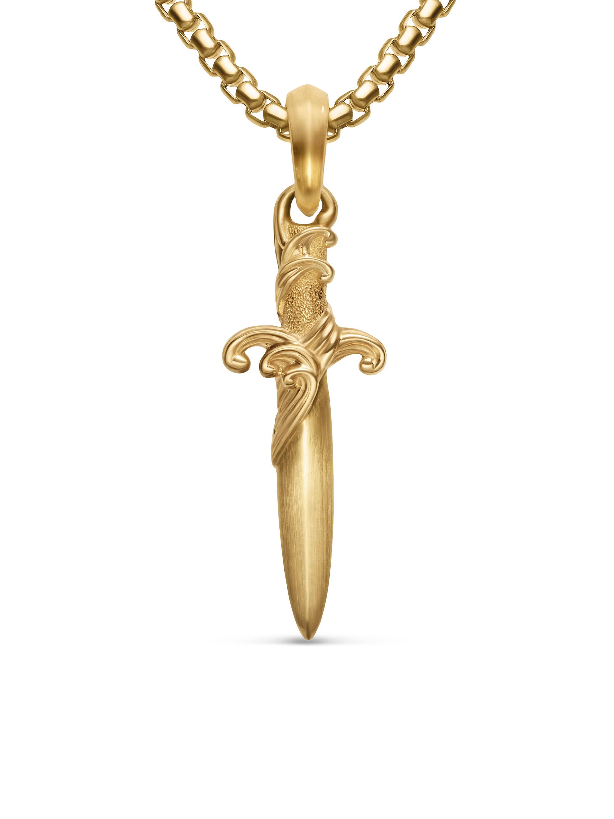 David Yurman Men's Waves Dagger Amulet in 18K Yellow Gold, 31MM - Gold