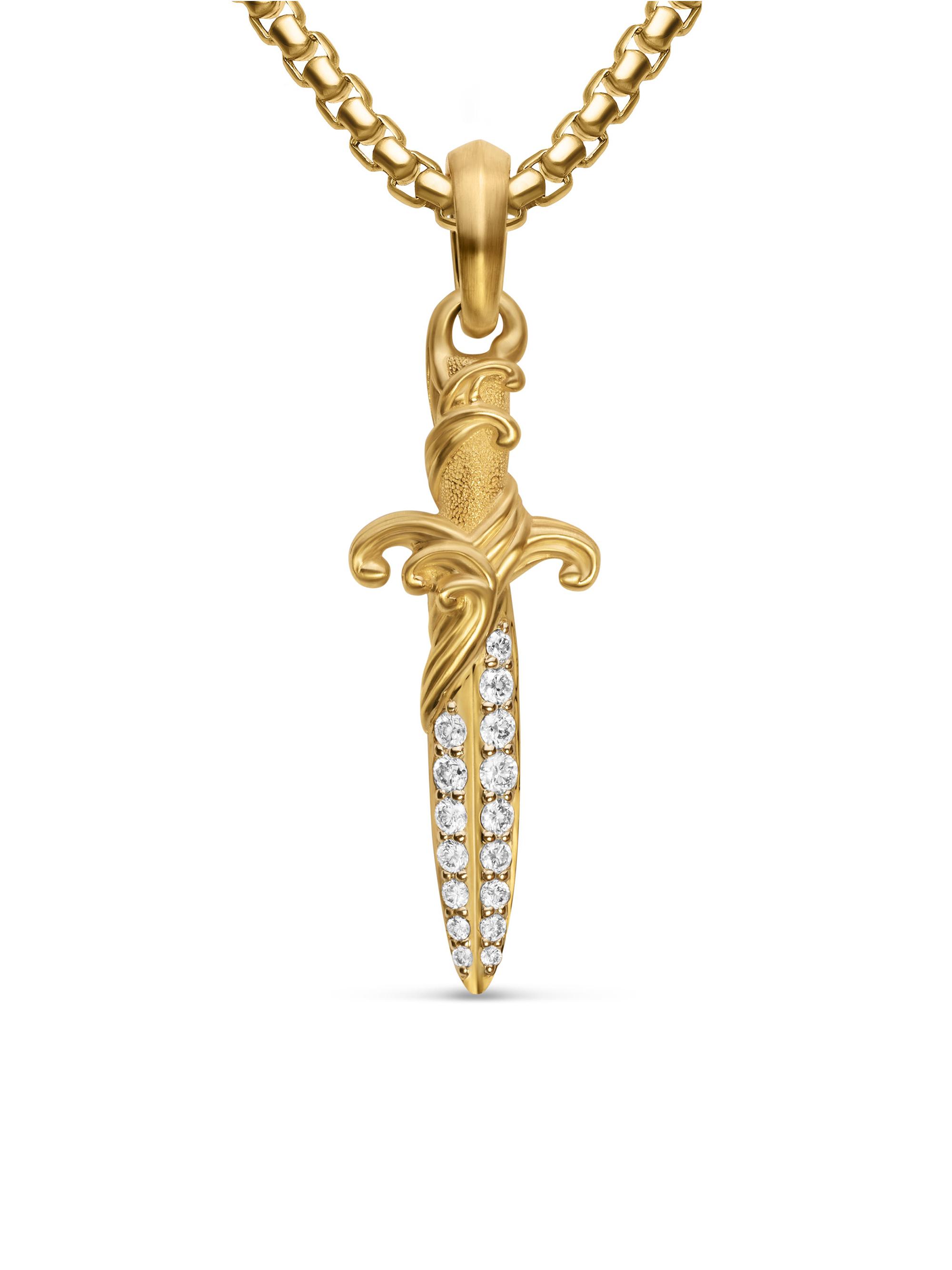 David Yurman Men's Waves Dagger Amulet in 18K Yellow Gold - Gold